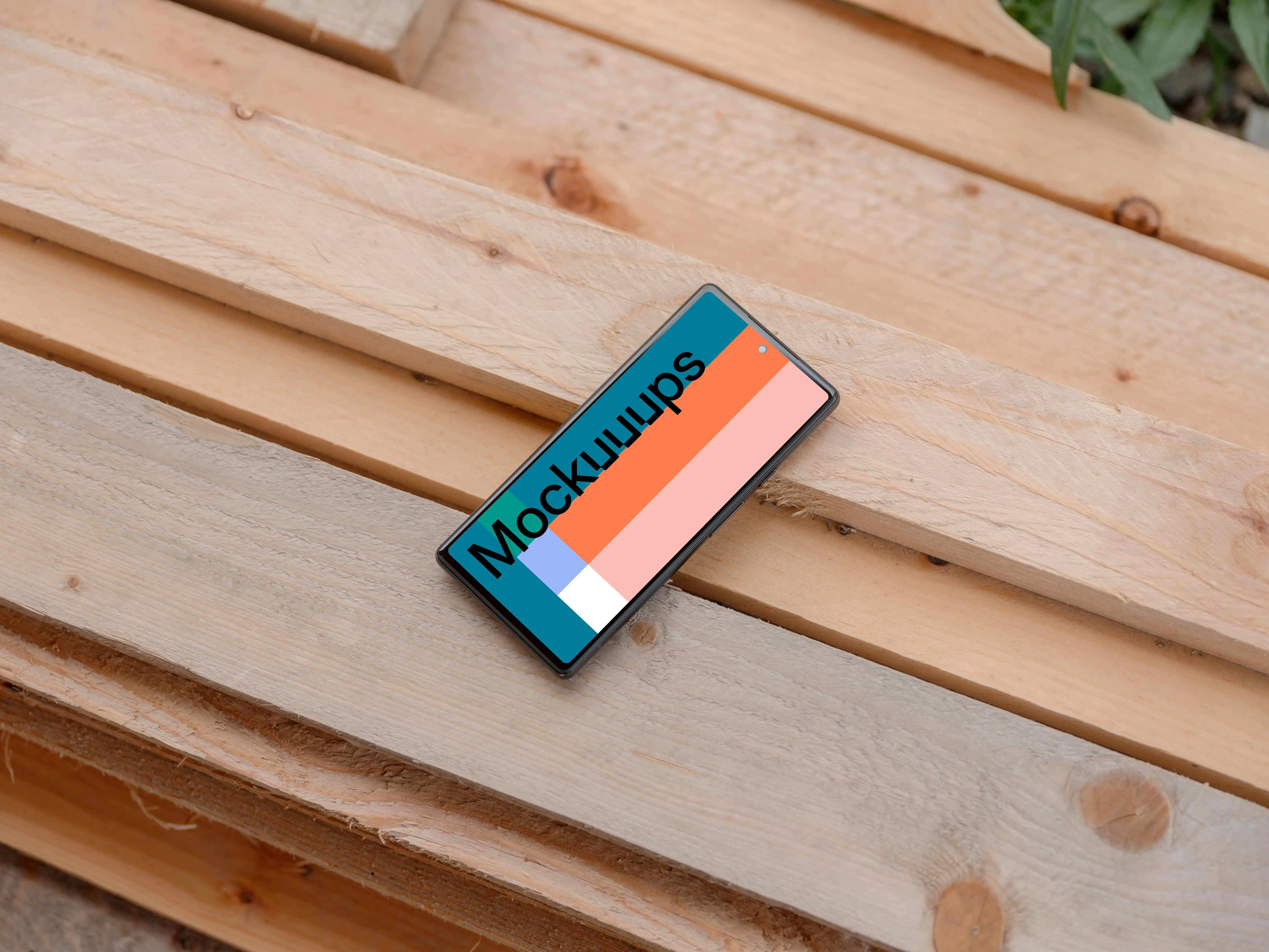 Google Pixel 6 mockup on wooden boards