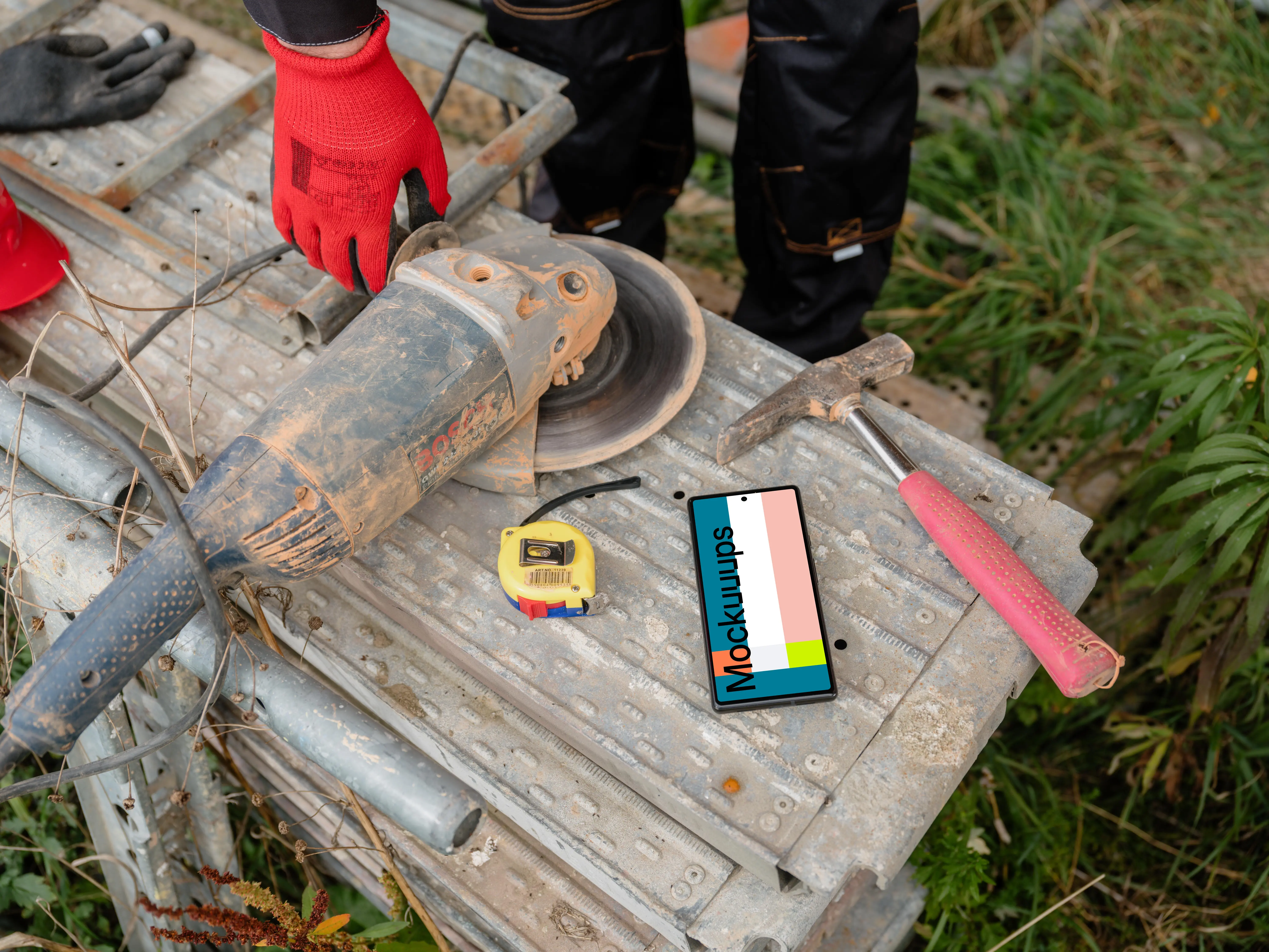 Google Pixel 6 with construction equipment