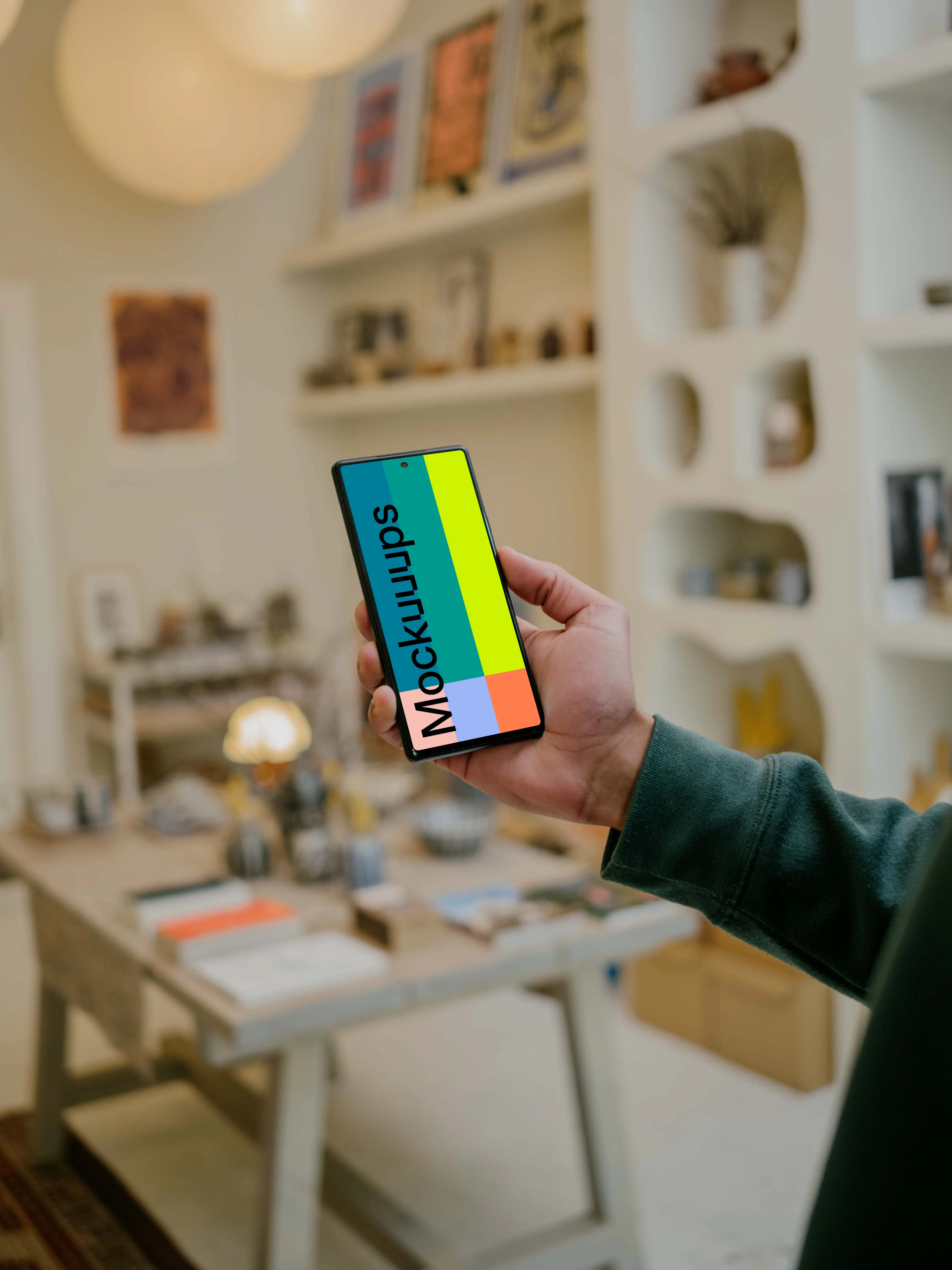 Hand holding Google Pixel mockup