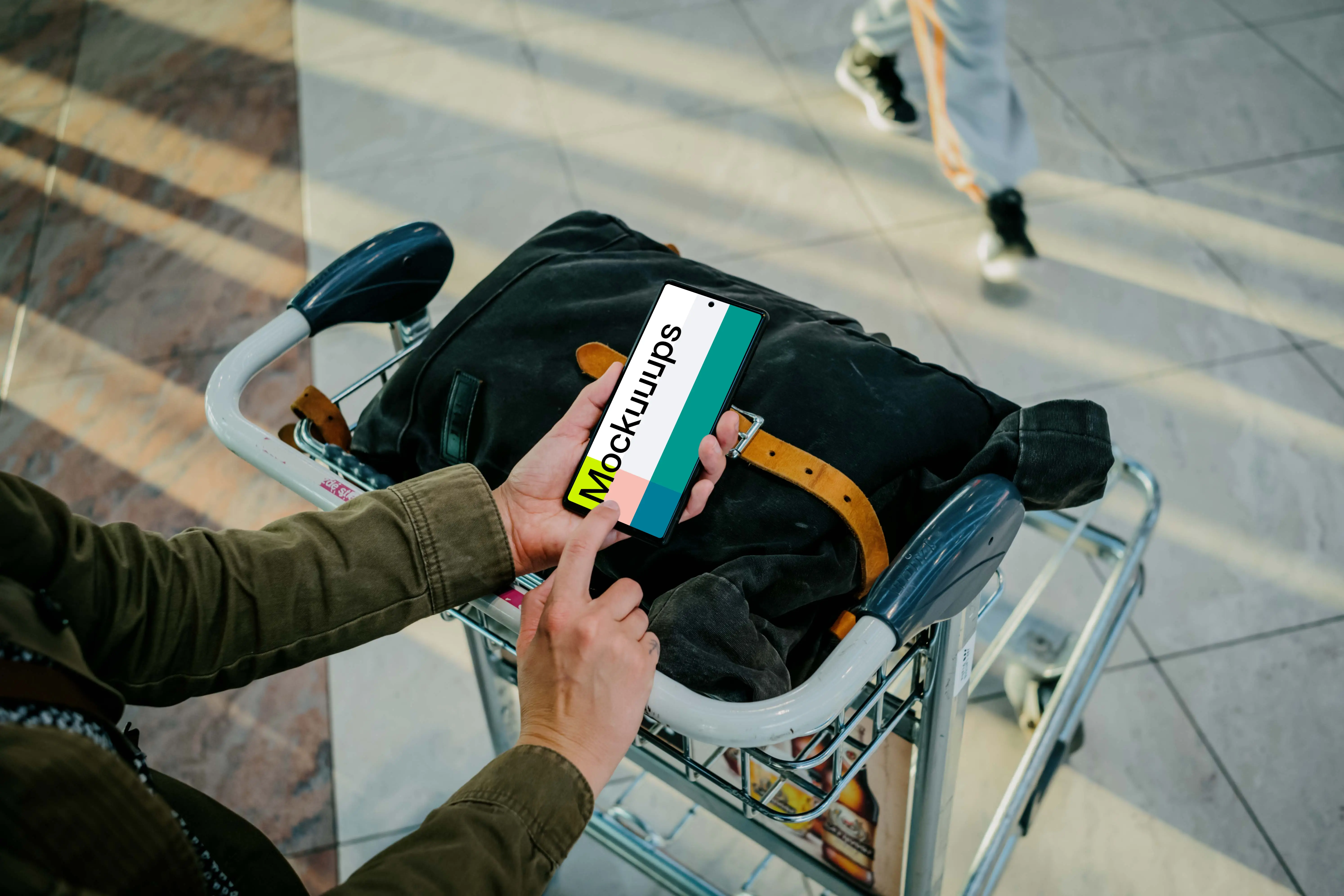 Hand typing on a Google Pixel mockup