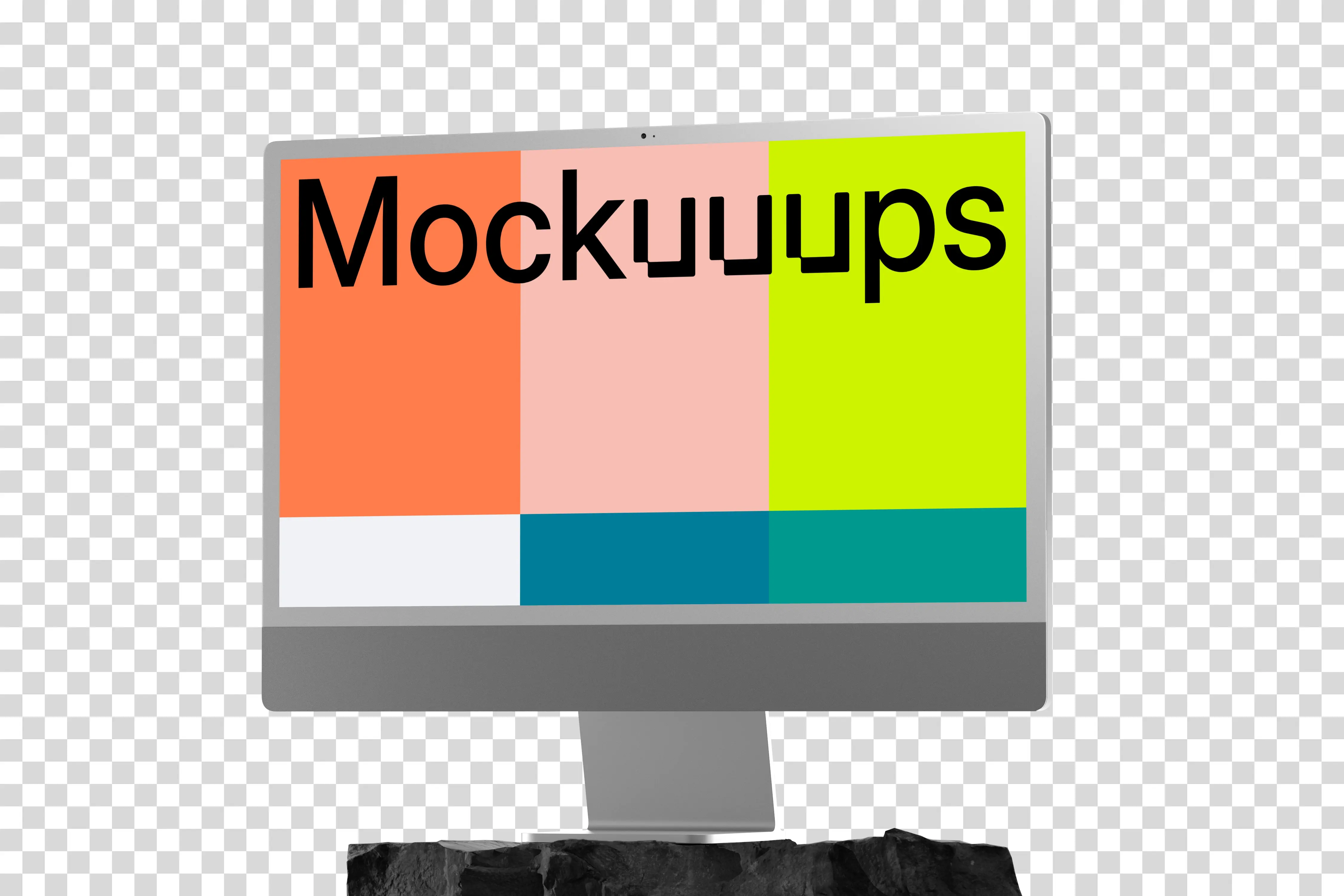 iMac 24-inch mockup on a textured stone base