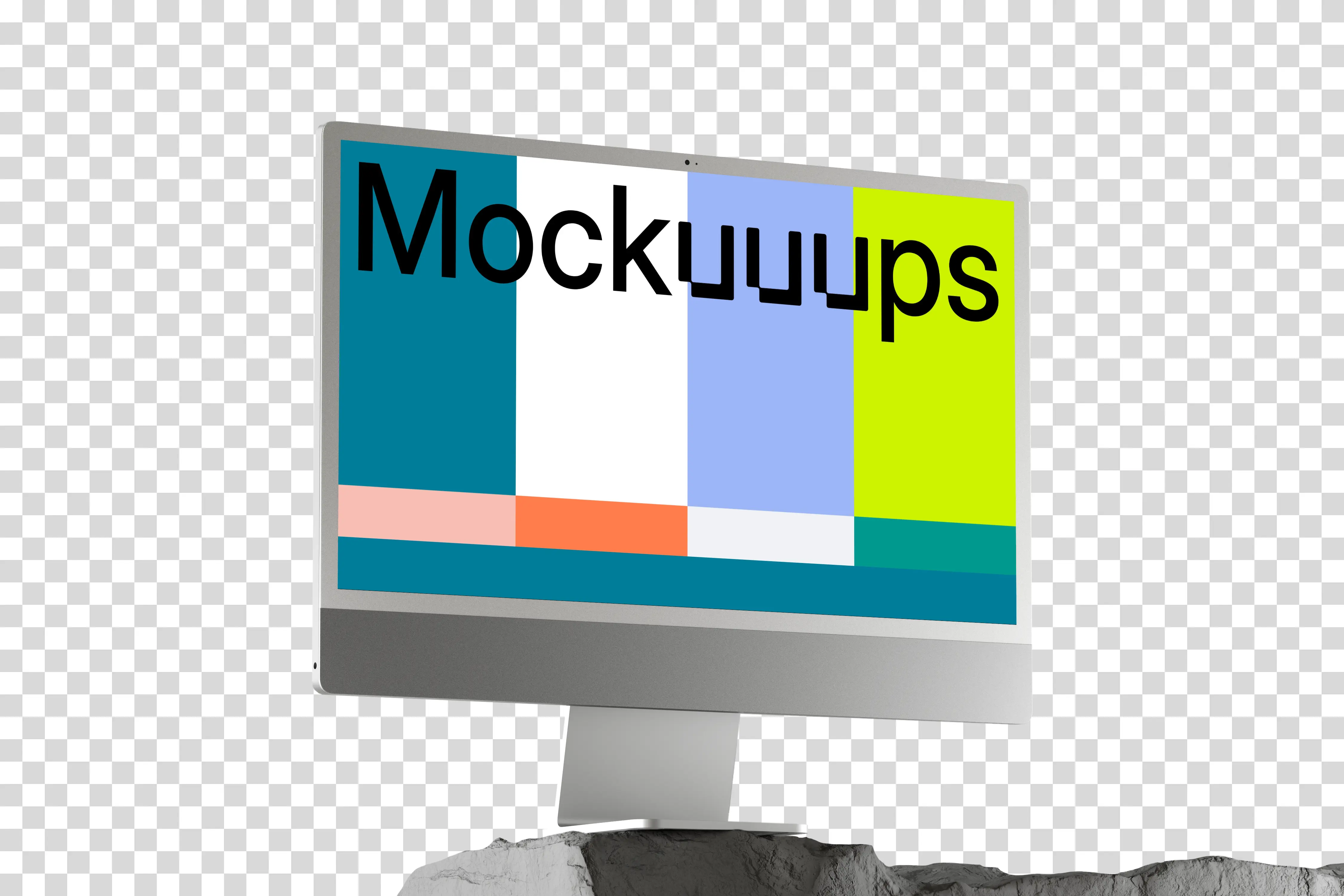 iMac 24 Mockup on Textured Stone Stand