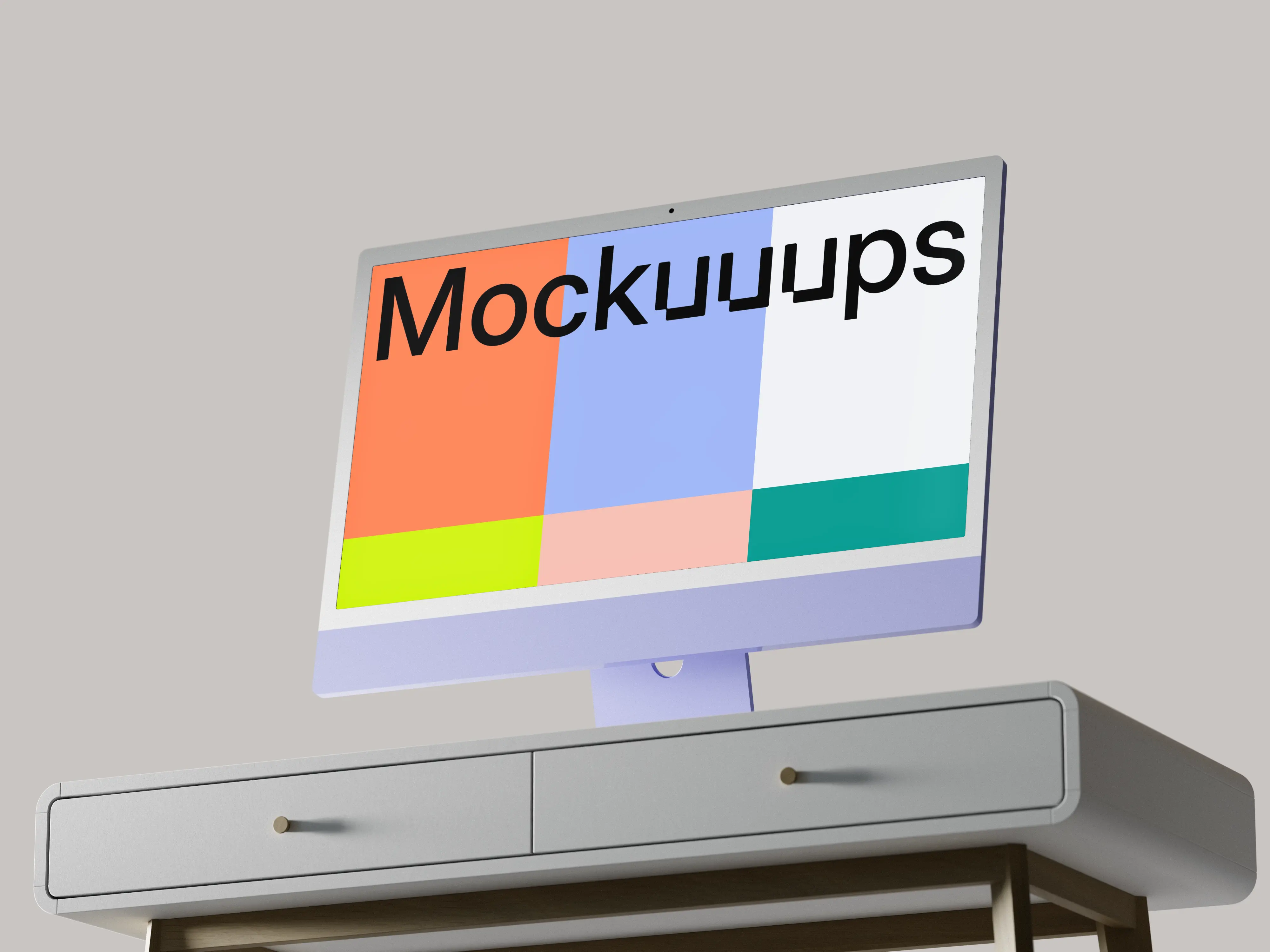 iMac mockup on a modern desk