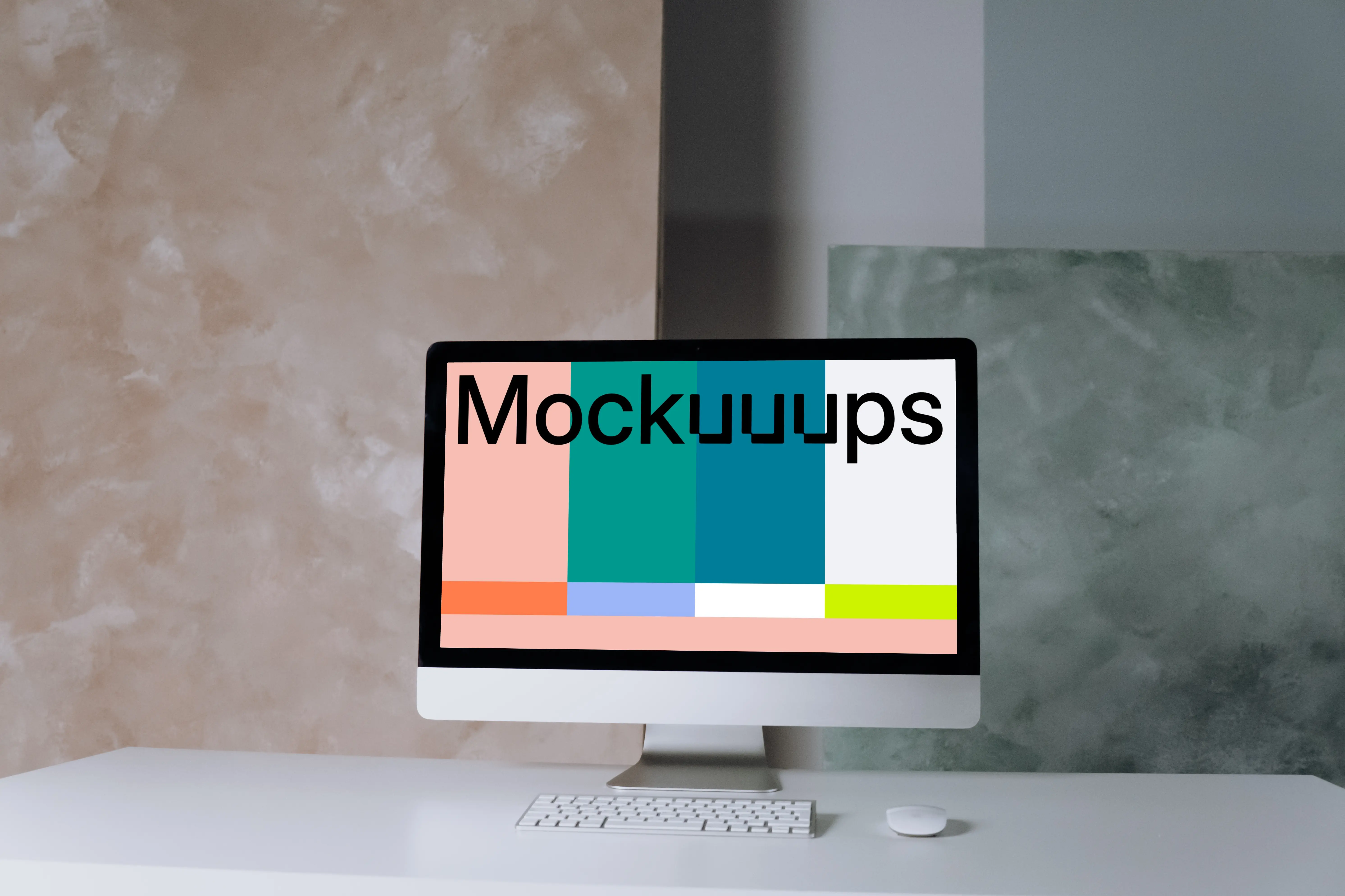 iMac mockup on office desk