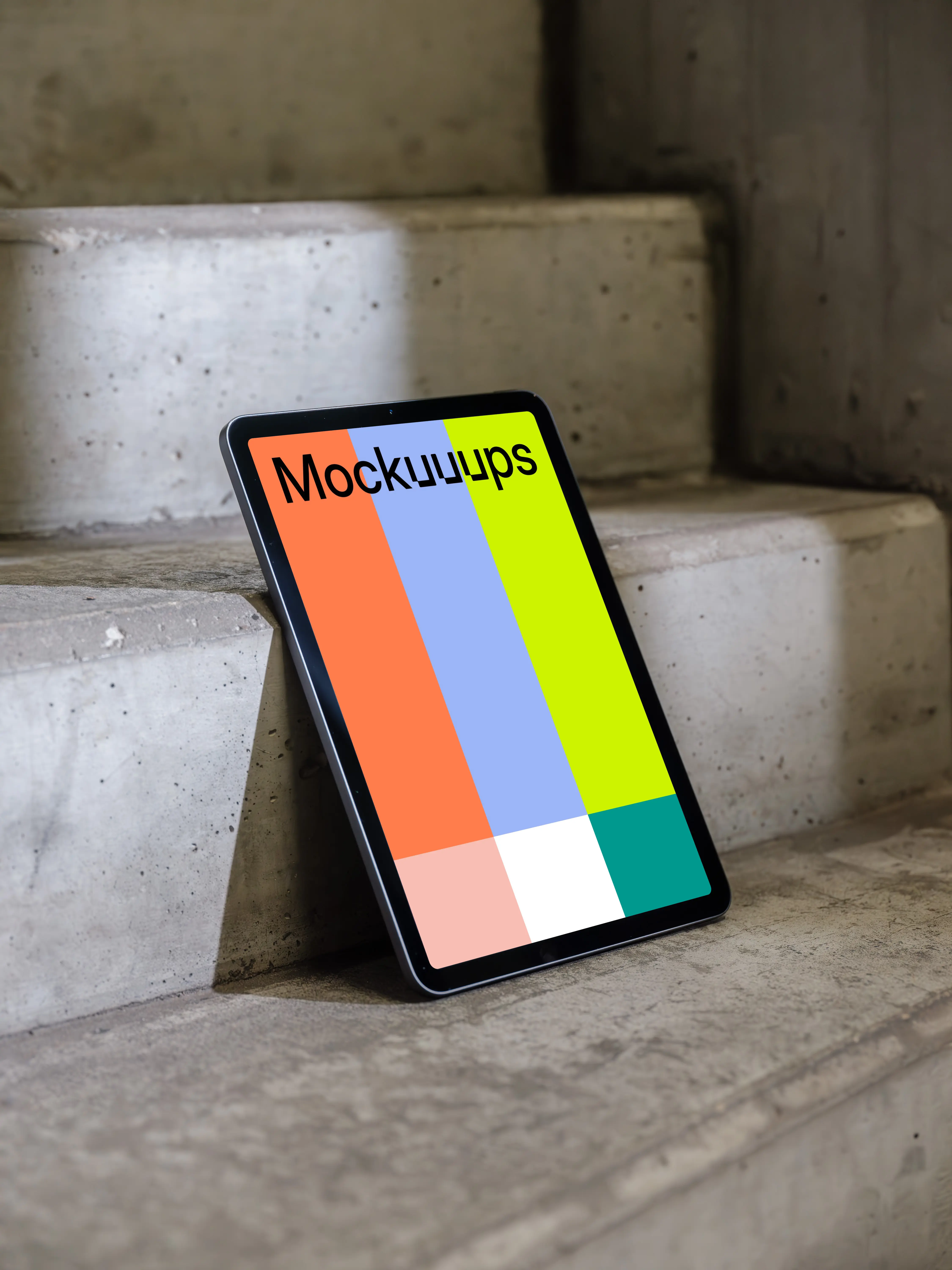 iPad Air Mockup on Concrete Steps