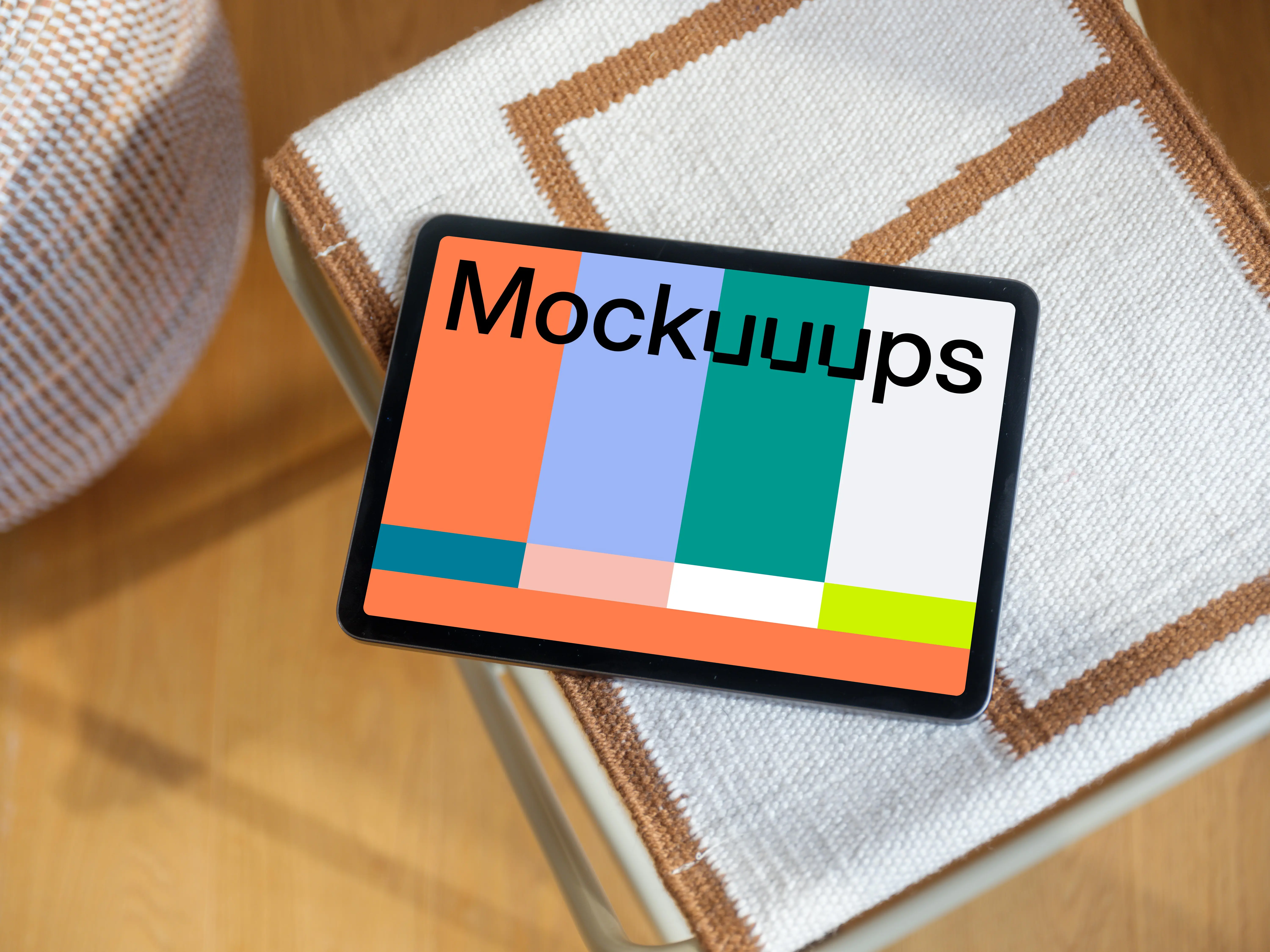 iPad Air mockup on cozy home fabric