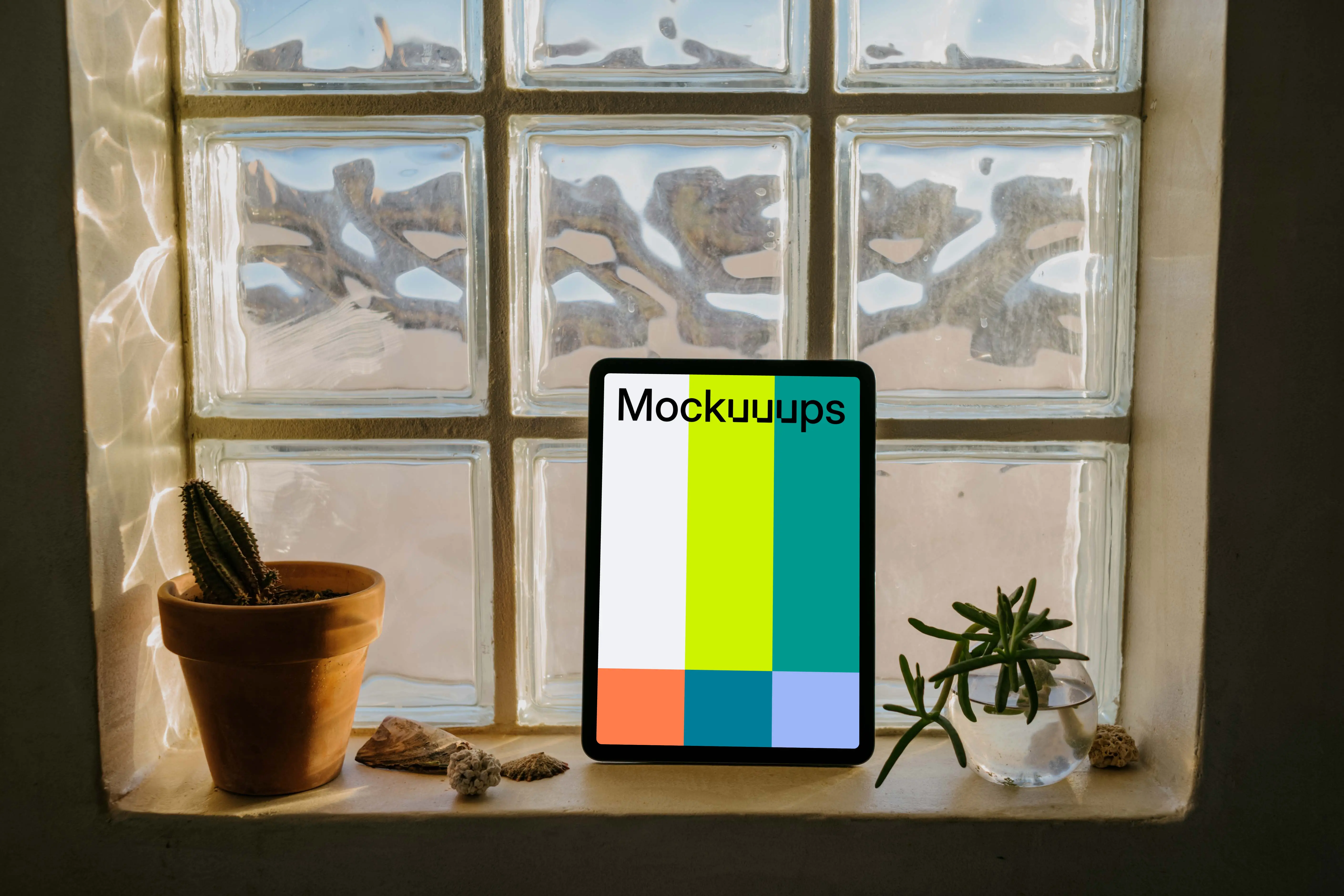 iPad Air mockup placed before a window