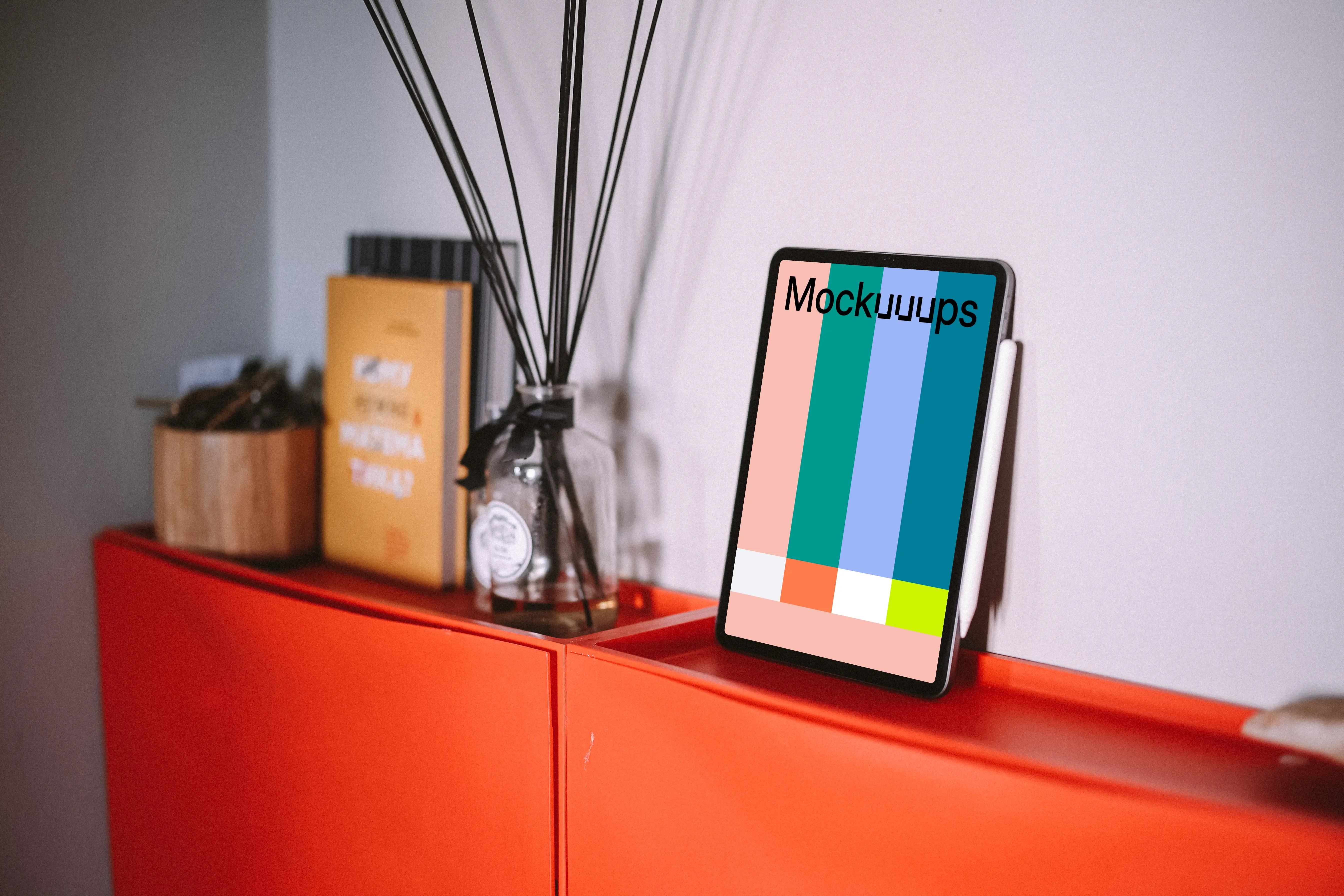 iPad Air mockup with books