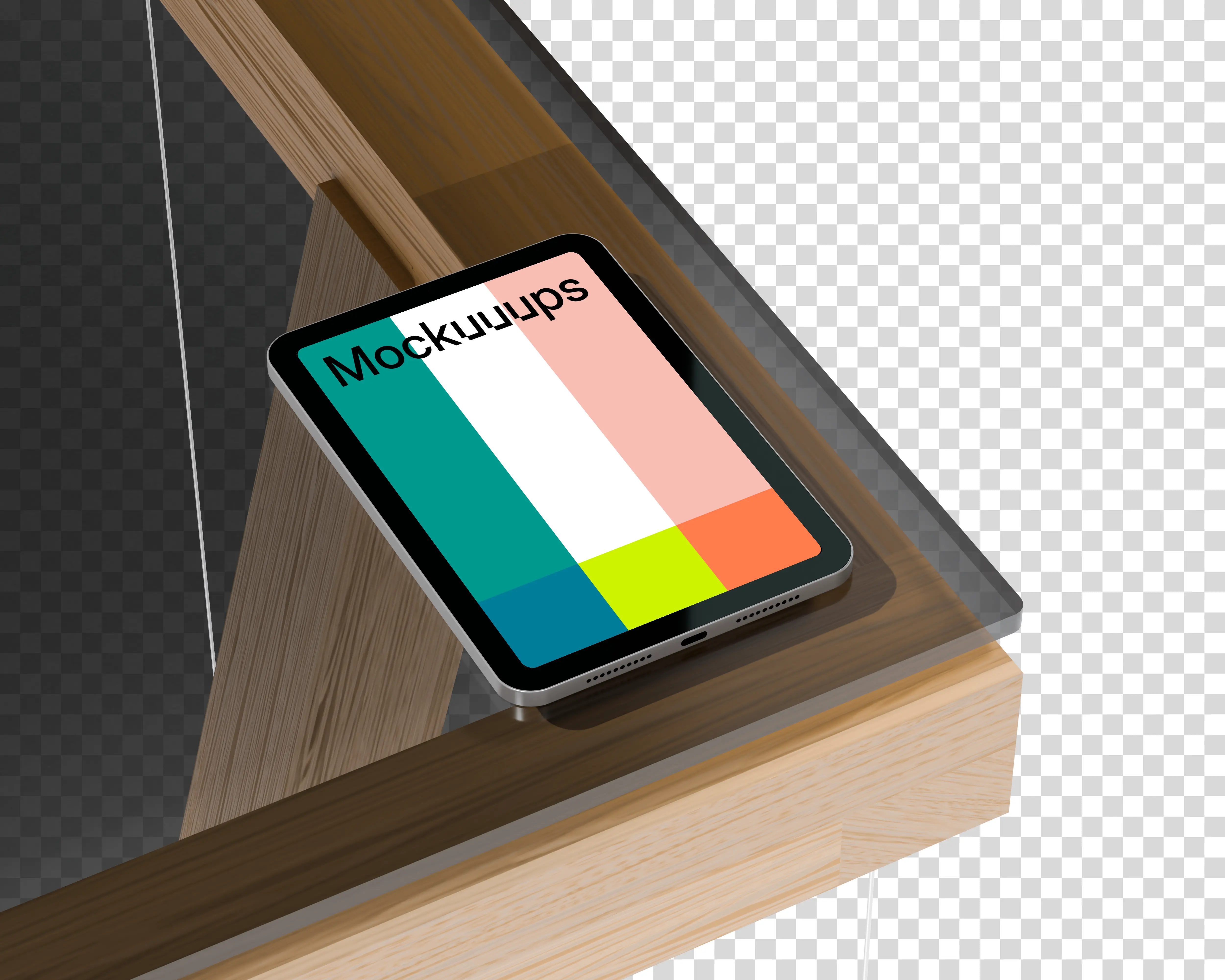 iPad Mini mockup on the glass table