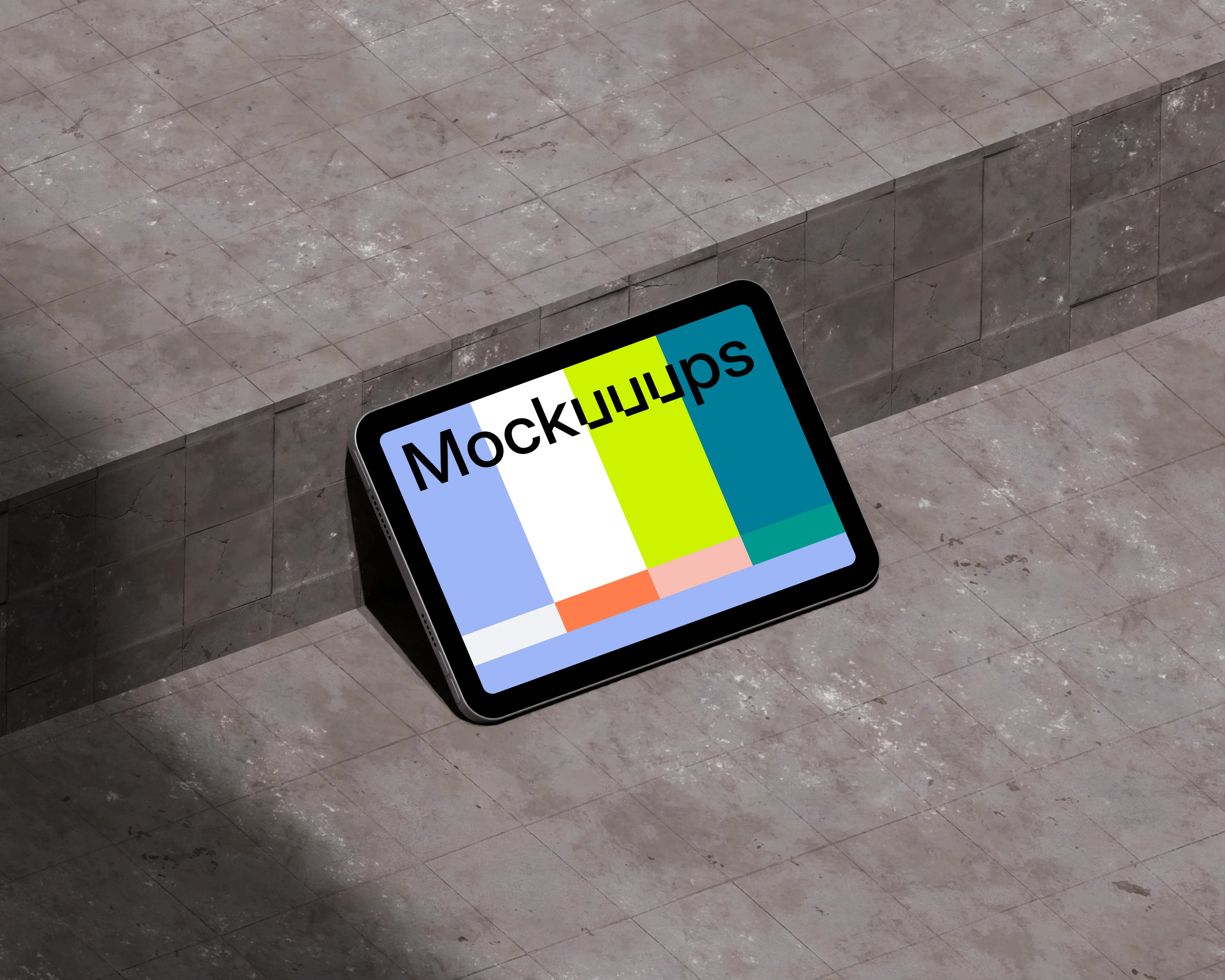 iPad Mini mockup on urban floor