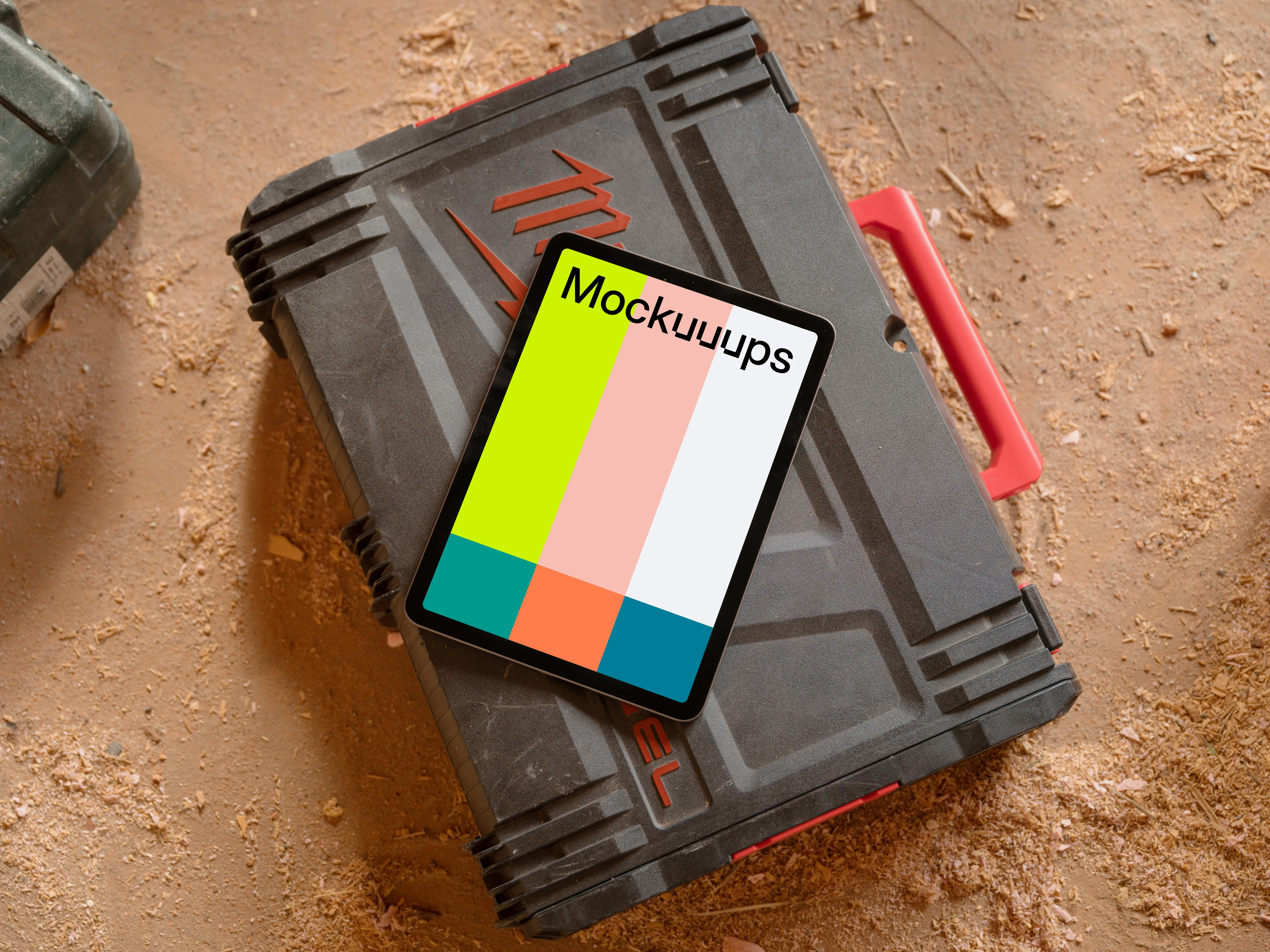 iPad mockup in the building space