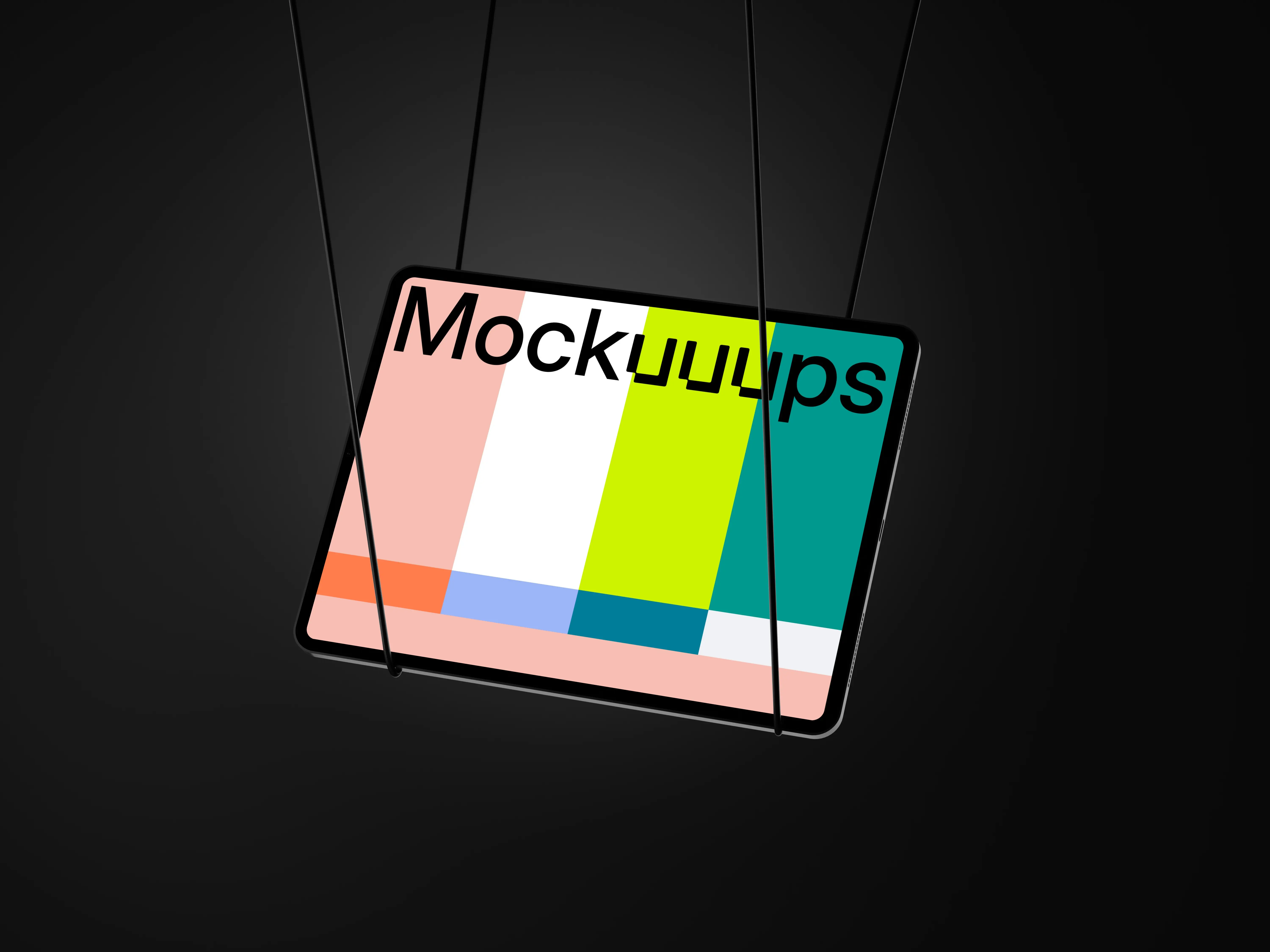 iPad Pro 12.9 mockup with dark monochrome background