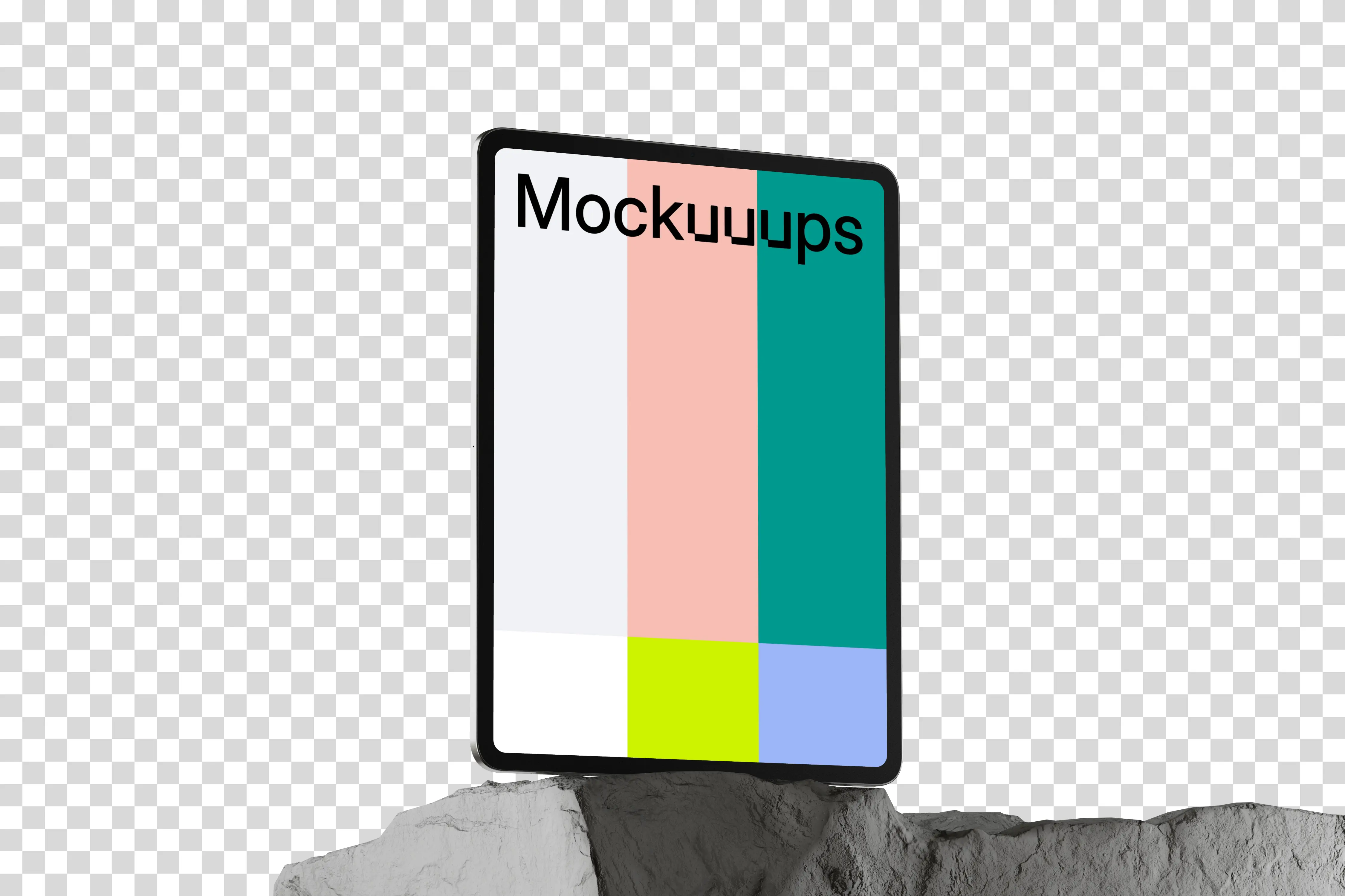 iPad Pro mockup on a textured rock base