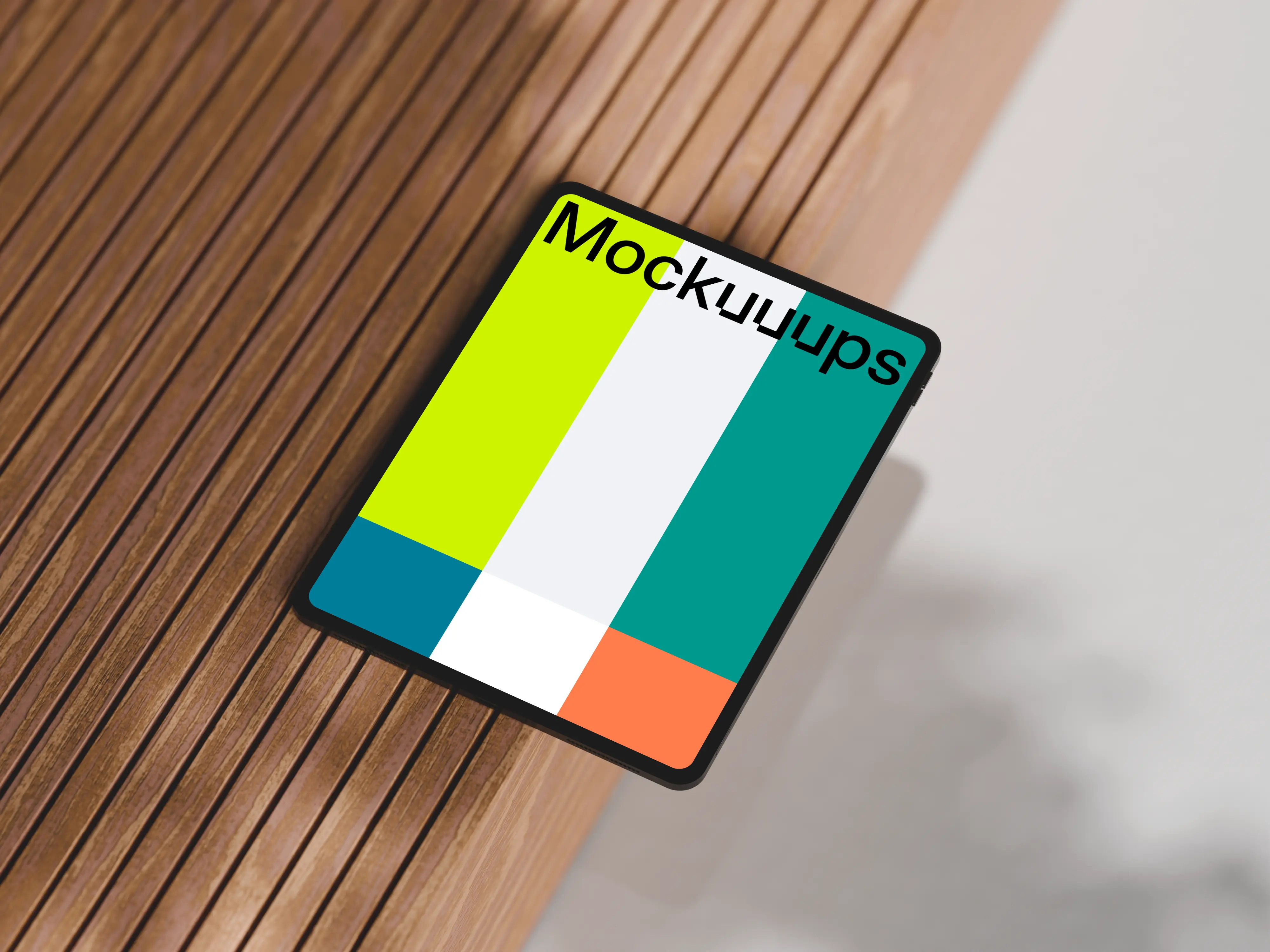 iPad Pro mockup on a wooden surface