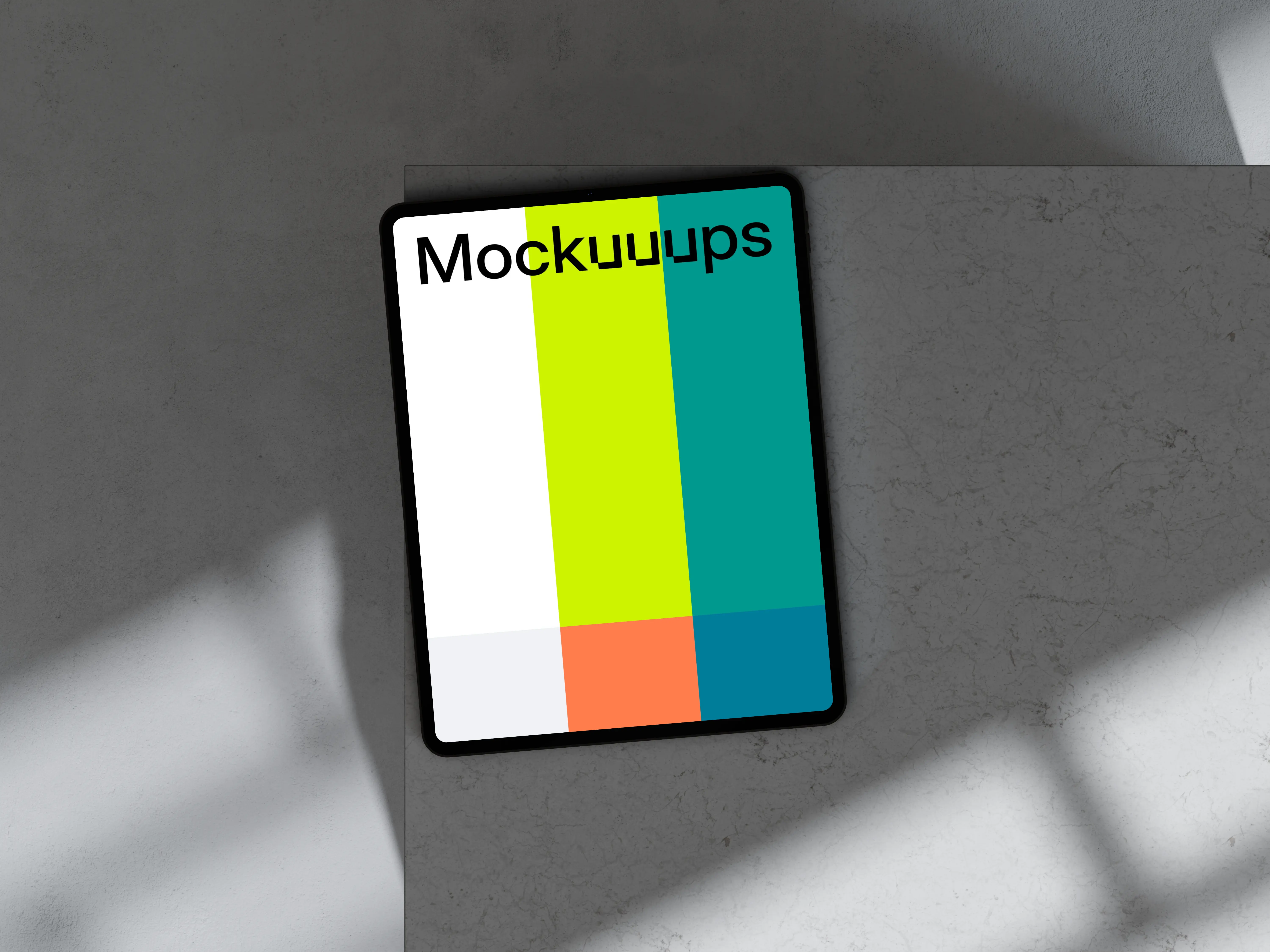 iPad Pro mockup on marble surface with shadows