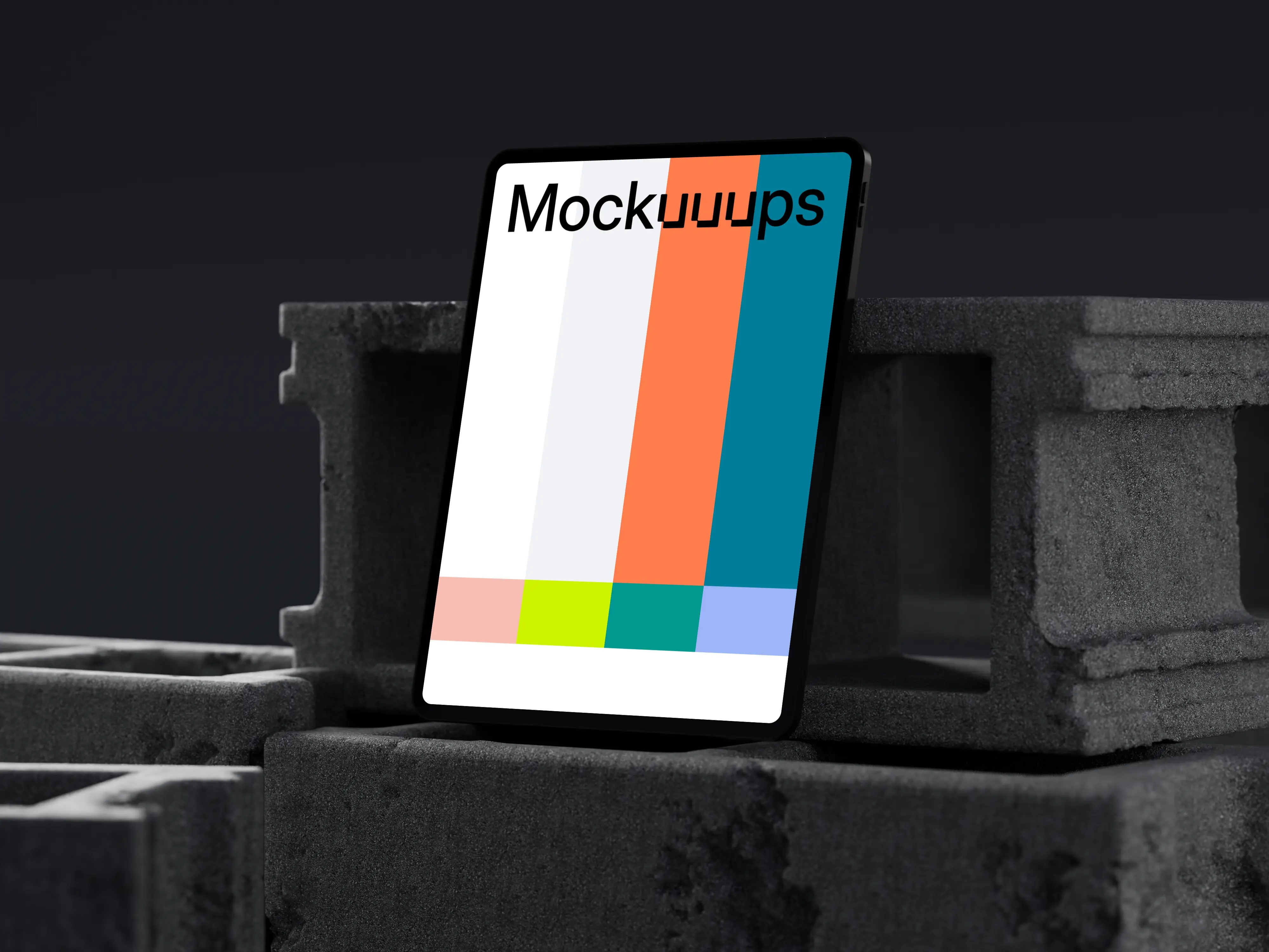 iPad Pro mockup with concrete block background