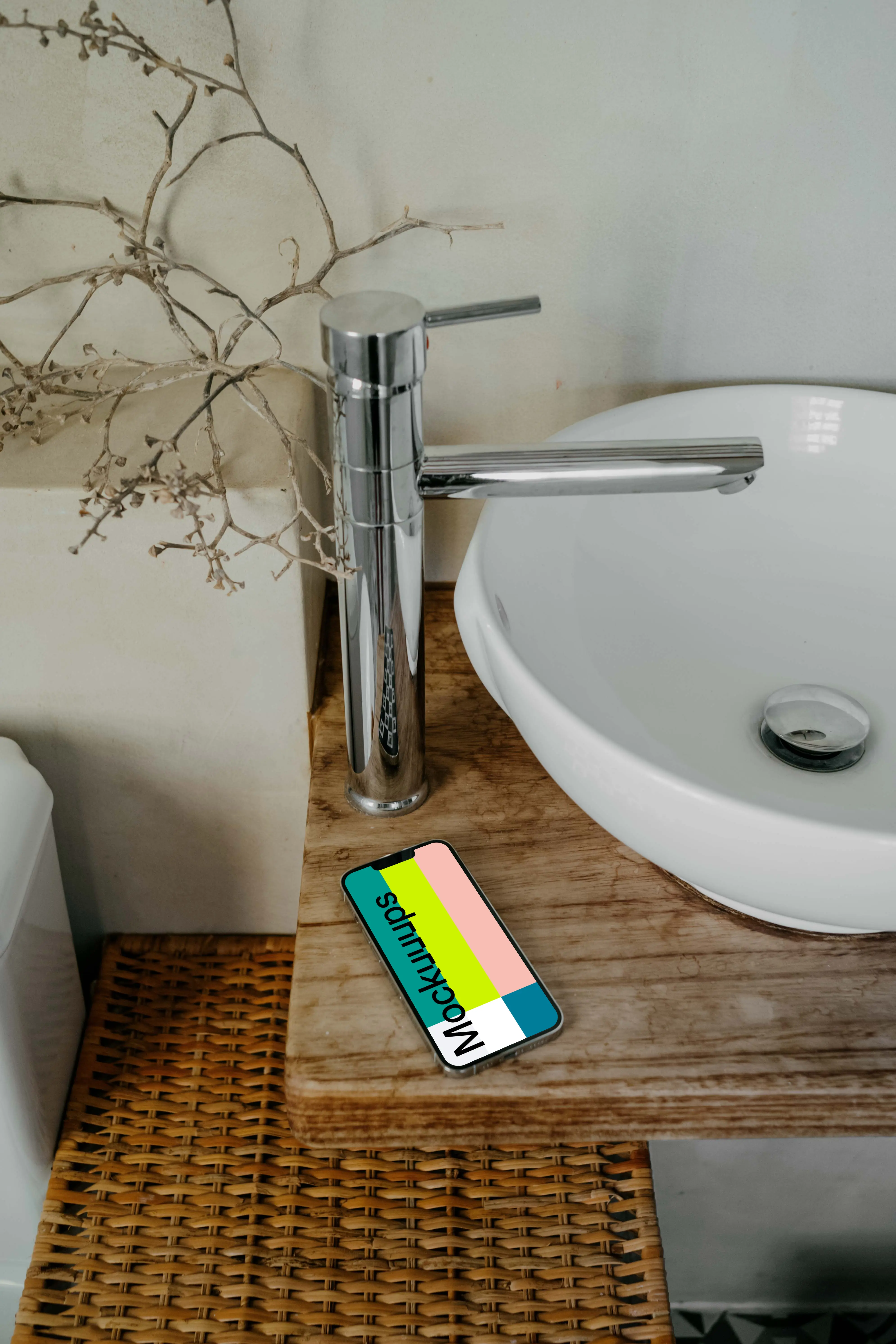 iPhone 13 Pro mockup on a wooden table