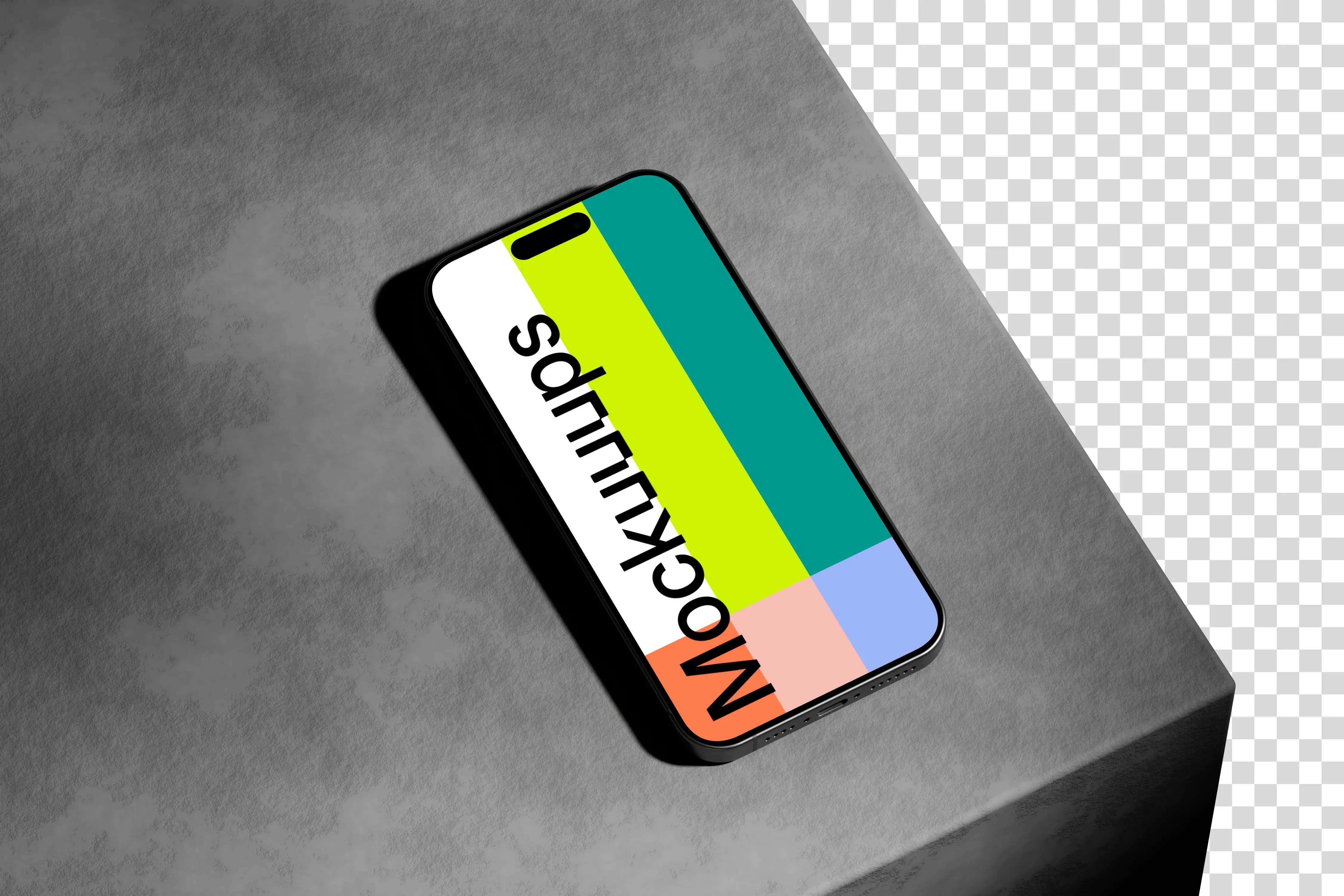 iPhone 15 Pro mockup on textured surface