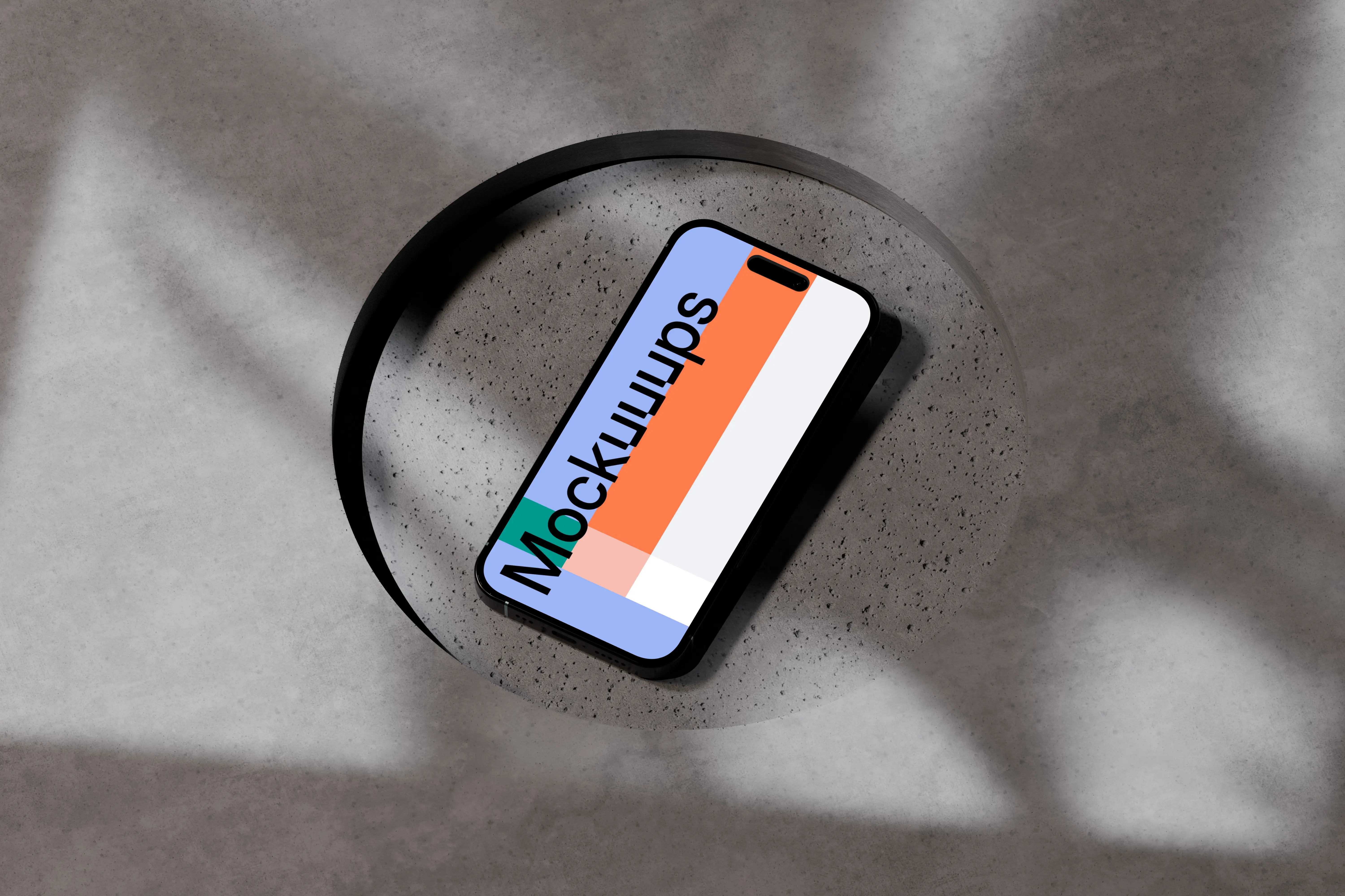 iPhone 16 mockup on a concrete surface