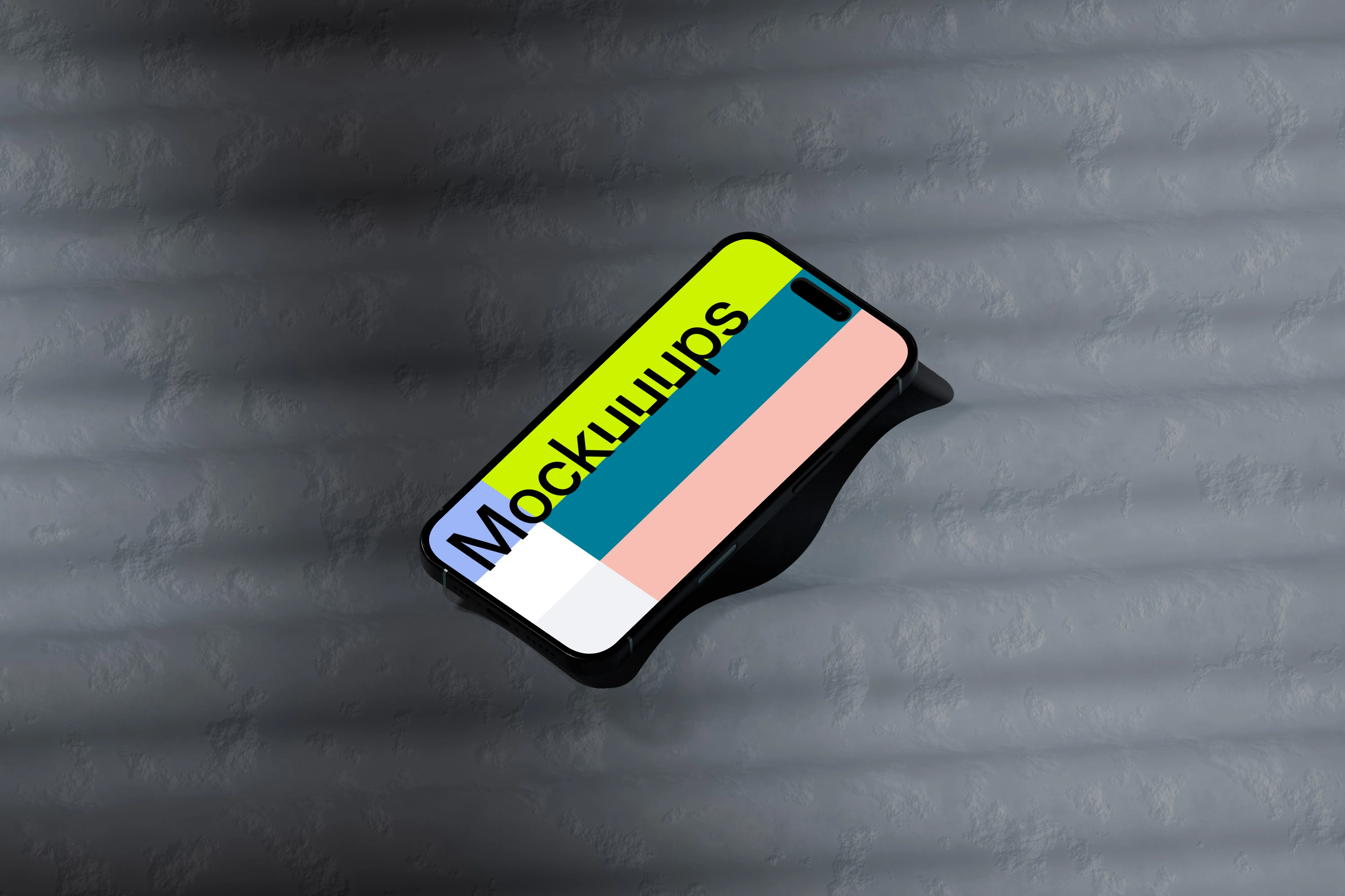 iPhone 16 mockup on a textured surface