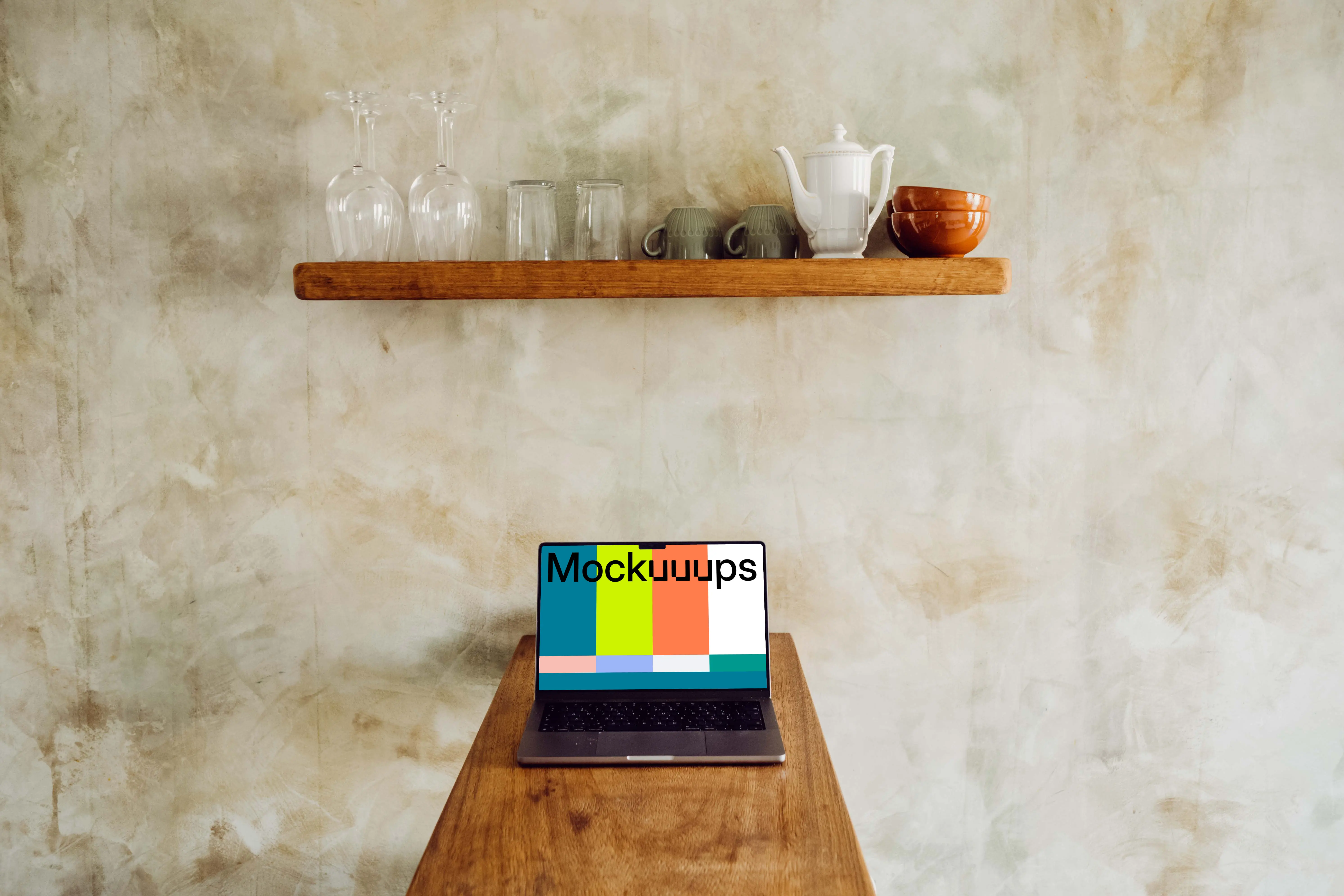 Laptop mockup placed on a table