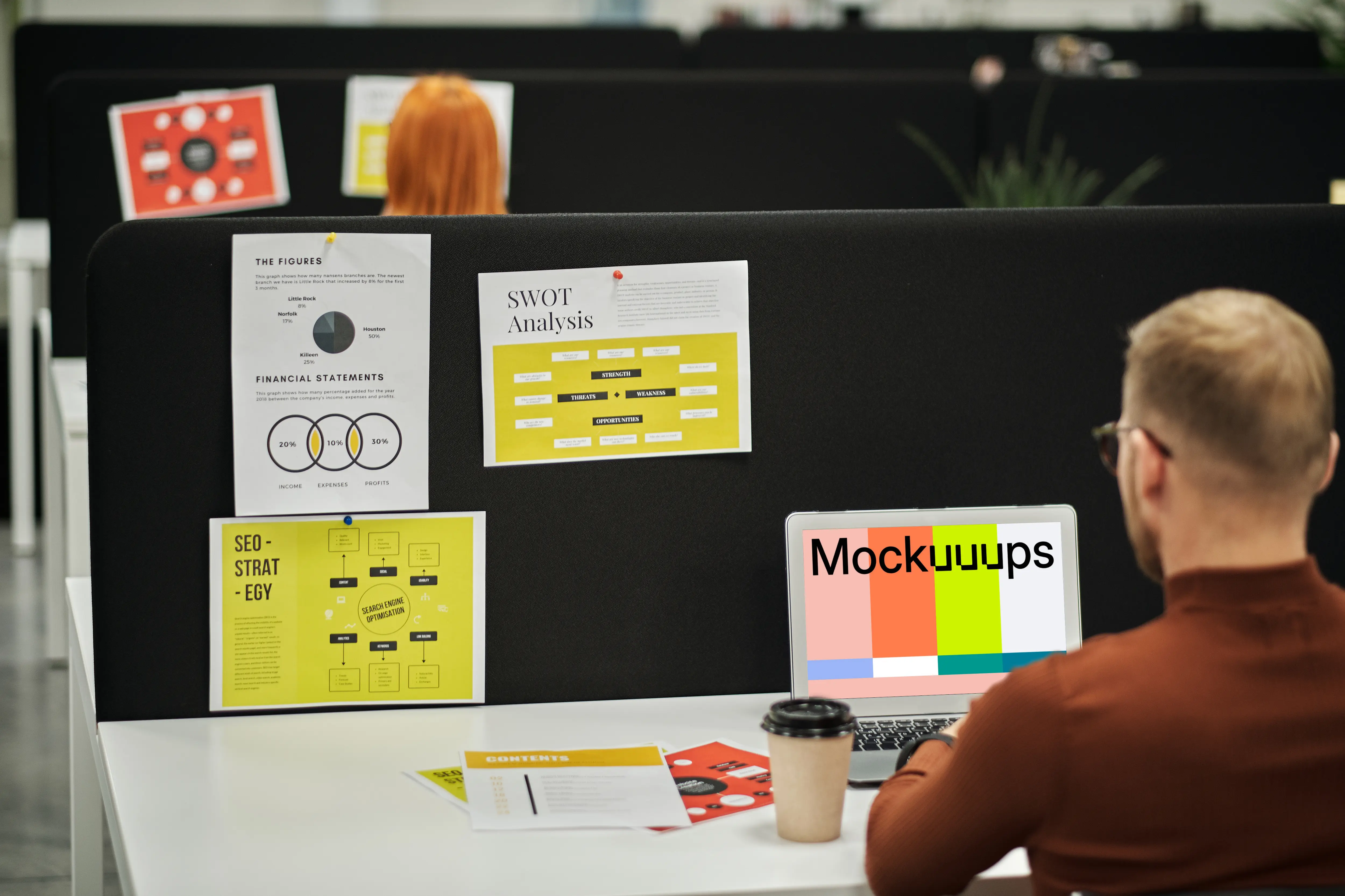 MacBook Air mockup in front of a taskboard