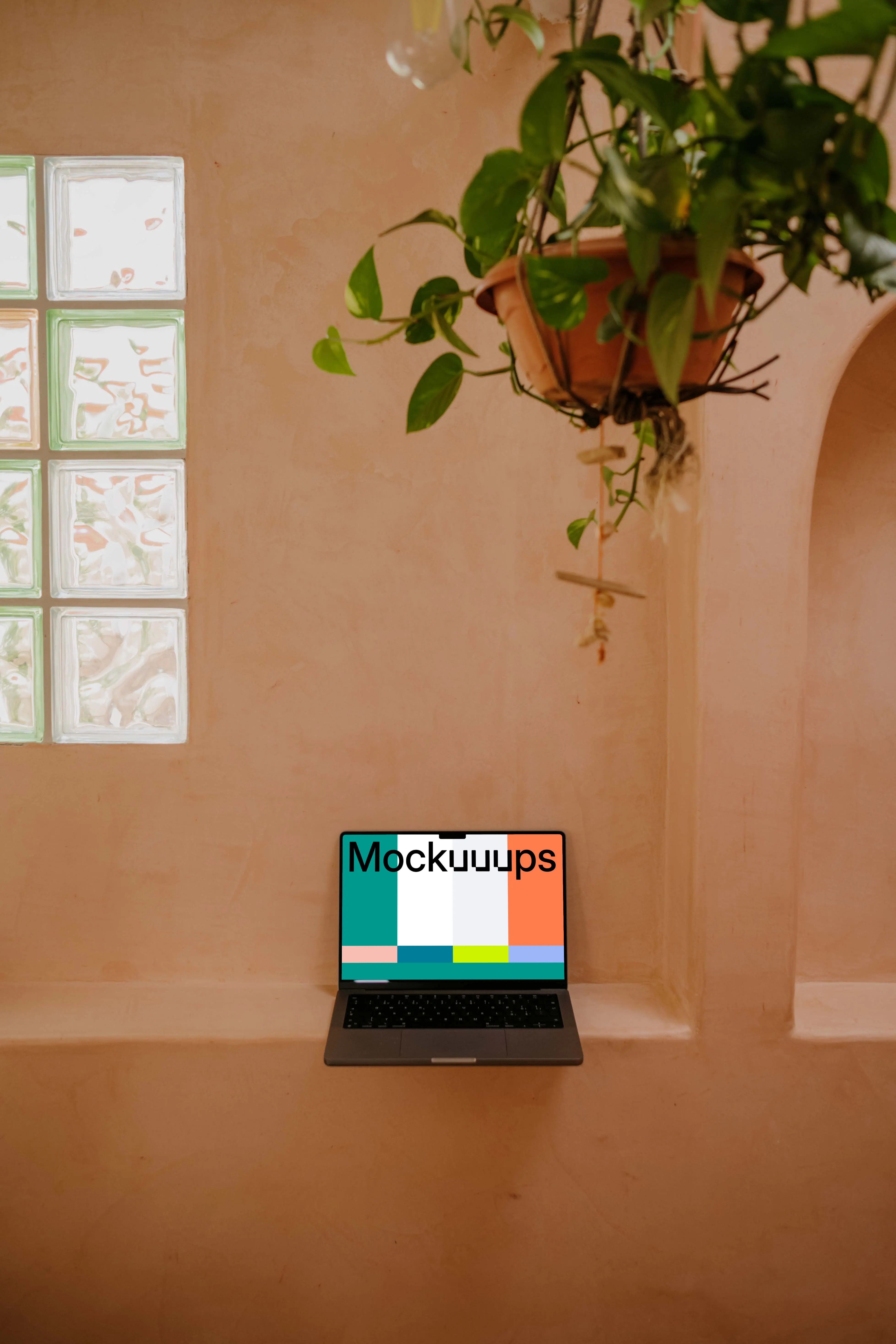 MacBook Air mockup next to a window 