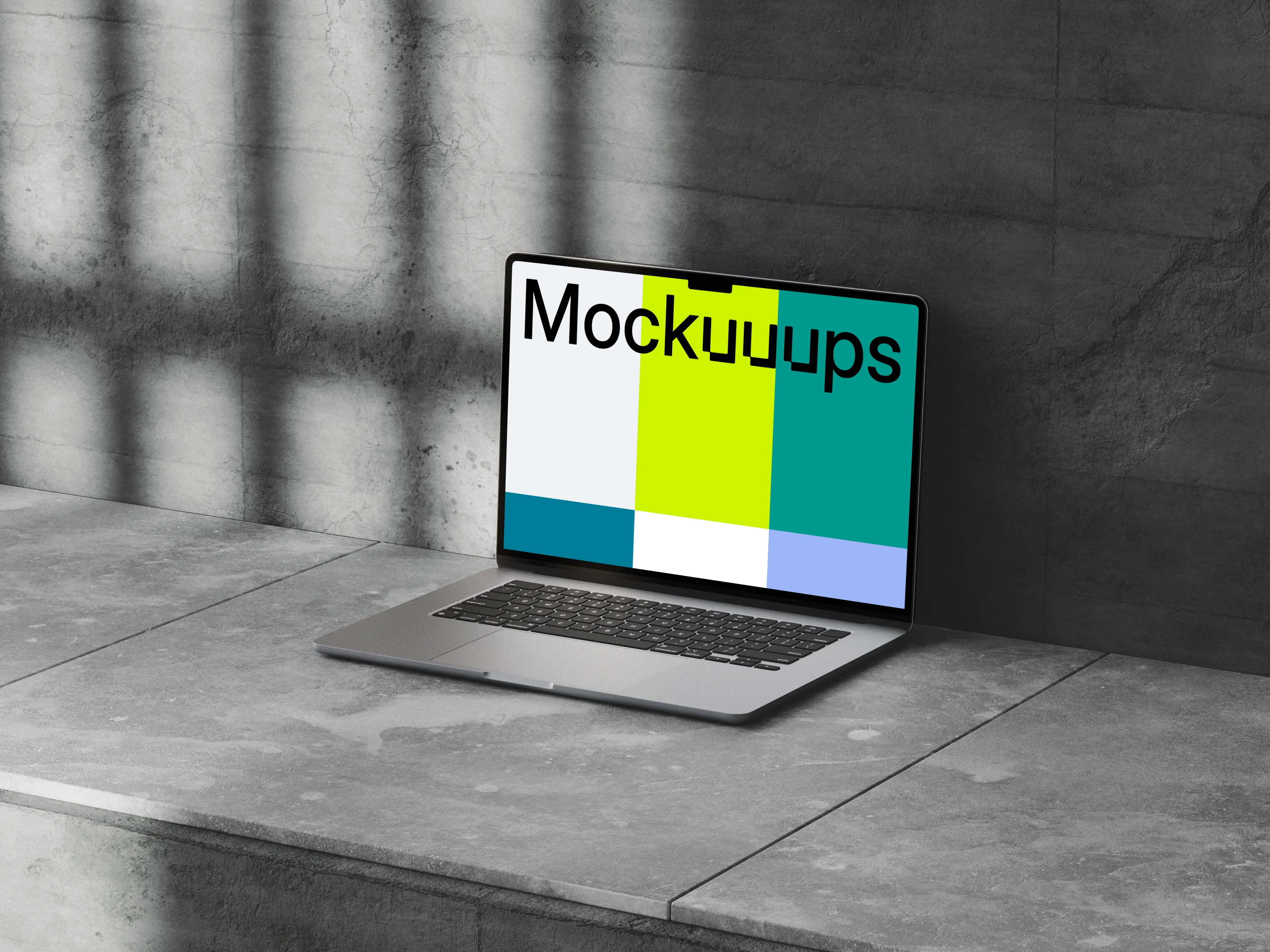 MacBook Air mockup on a concrete surface