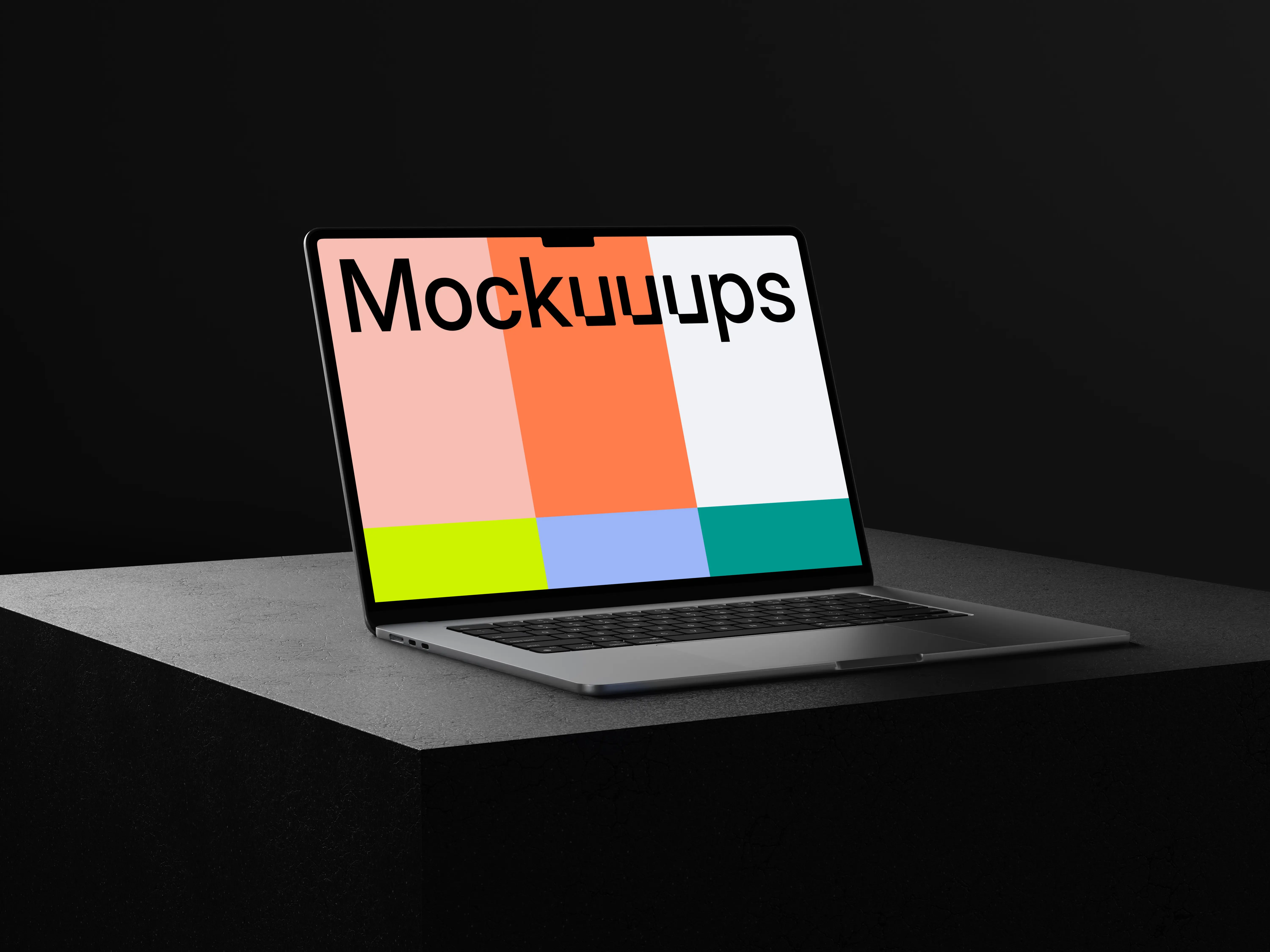 MacBook Air mockup on a textured dark surface