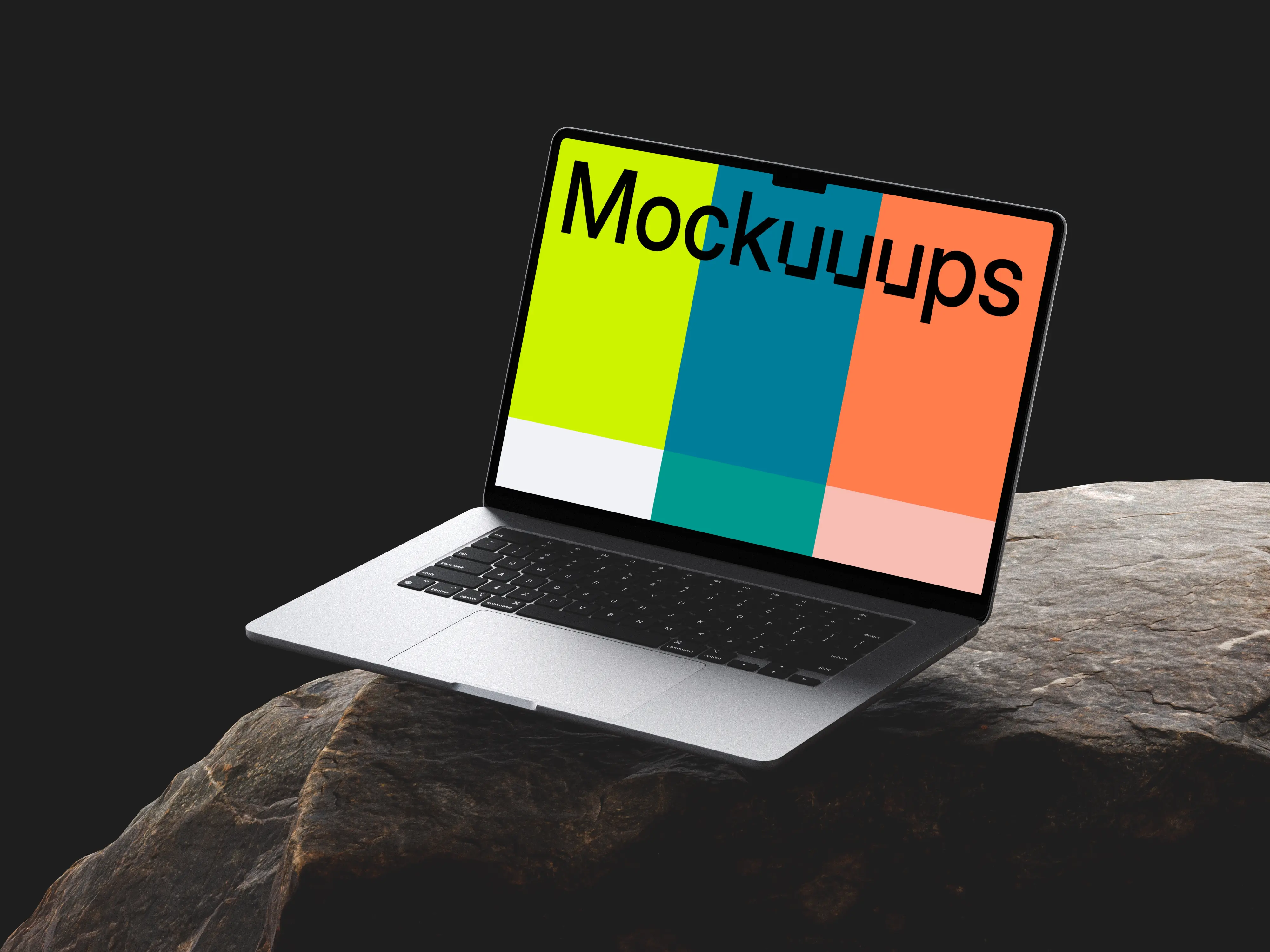 MacBook Air mockup on a textured stone surface