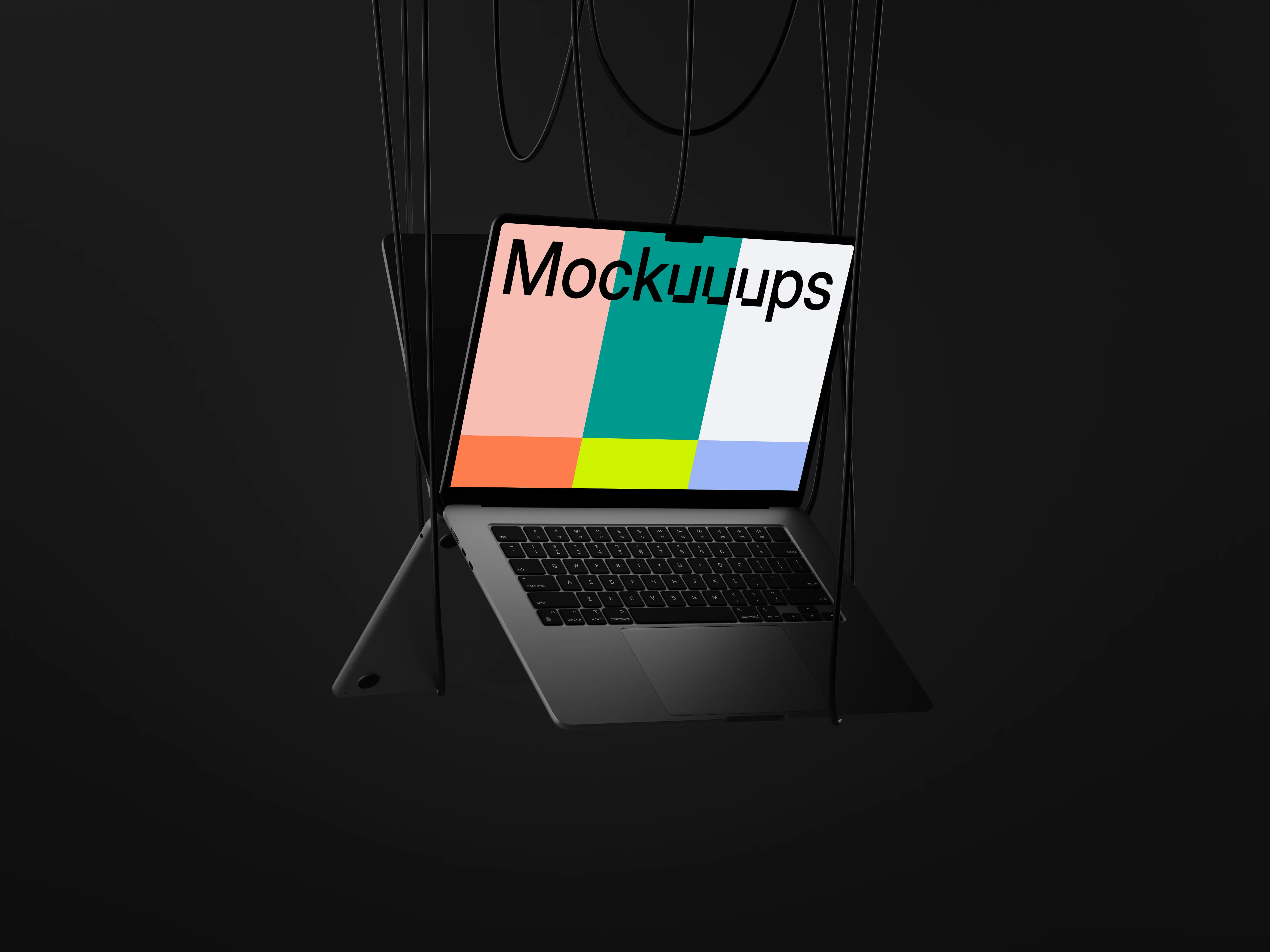 MacBook Air mockup with dark monochrome theme