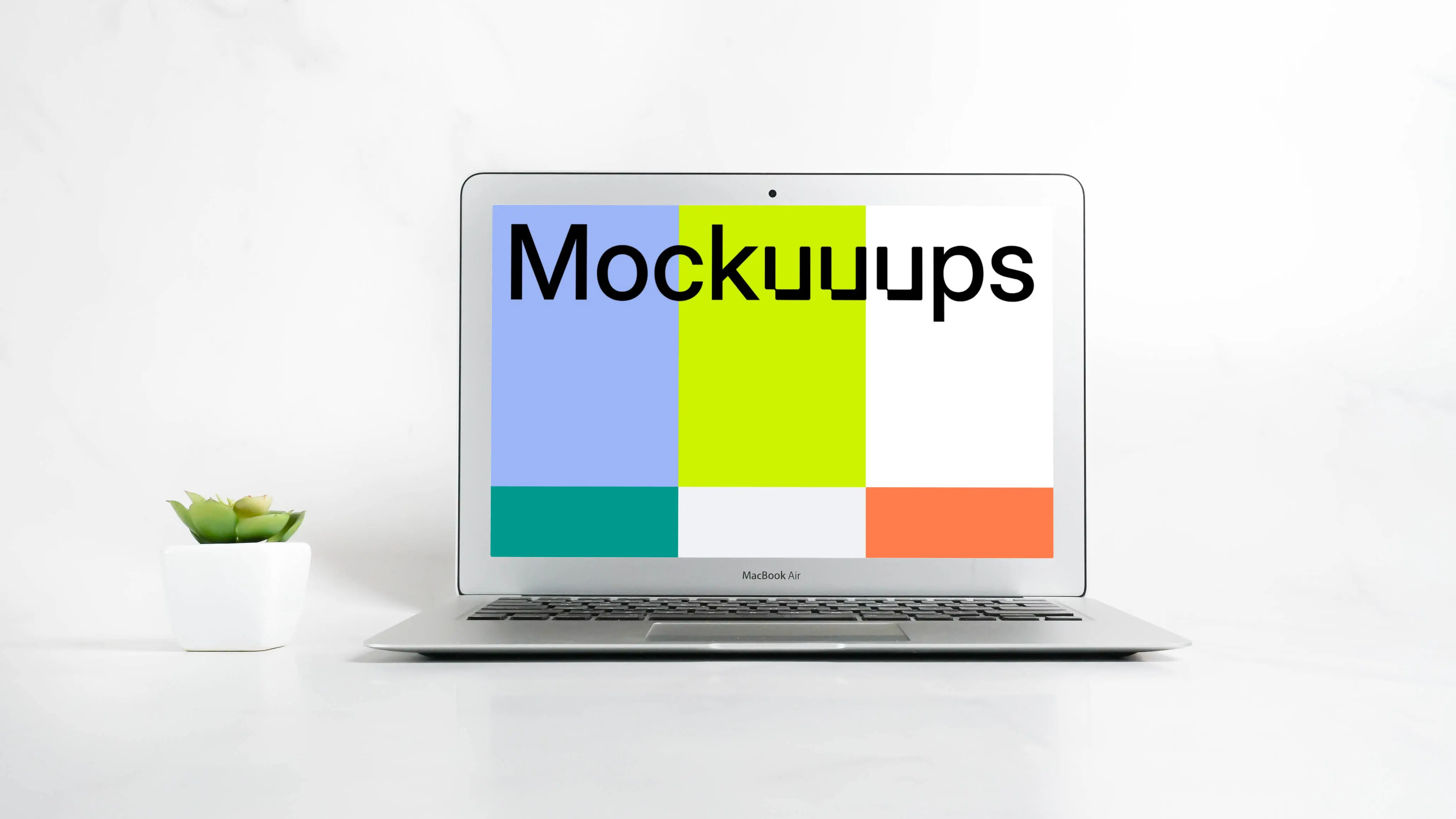 MacBook Air mockup with succulent