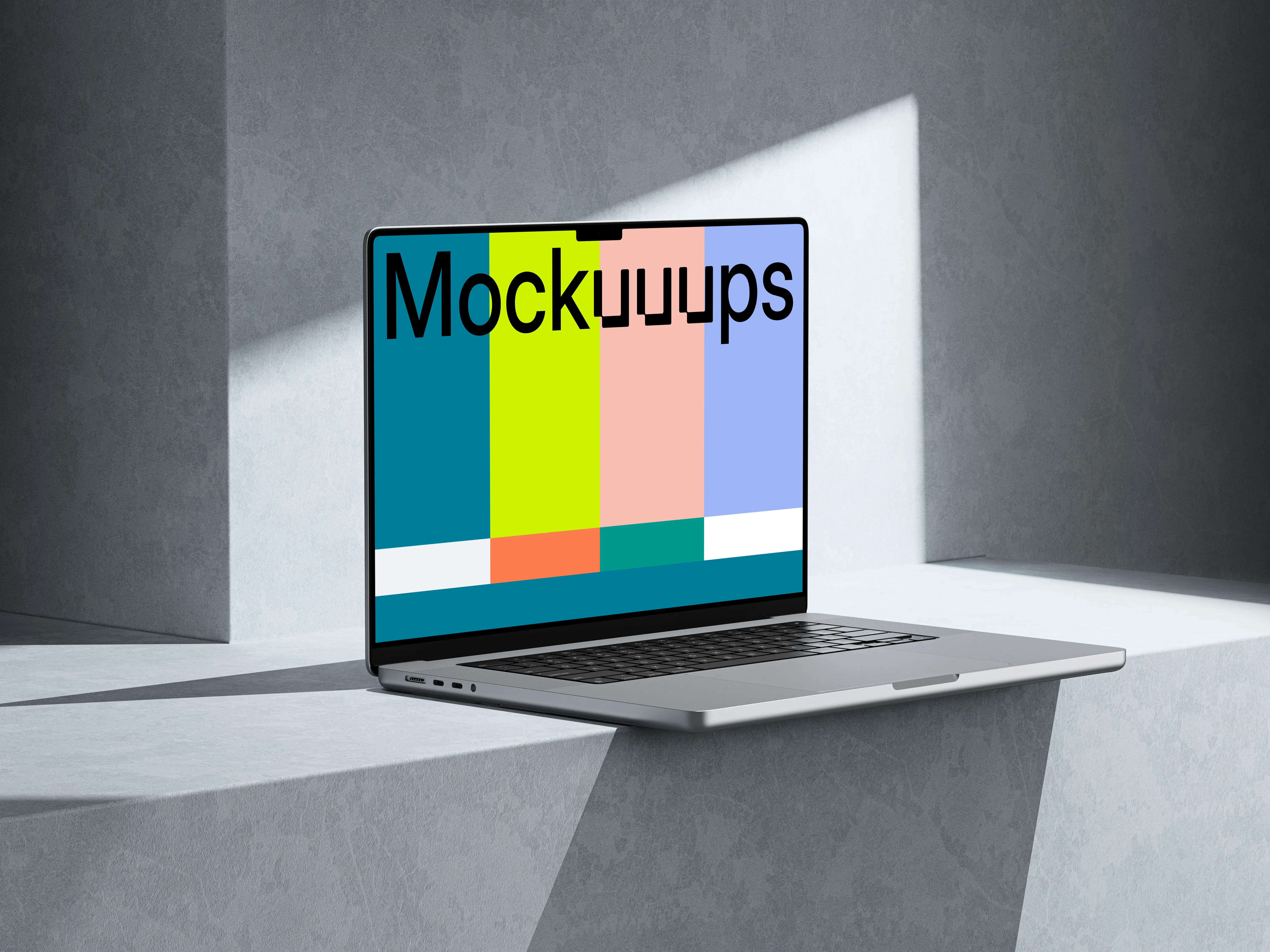 MacBook Pro 16-inch mockup in a modern minimalist setting
