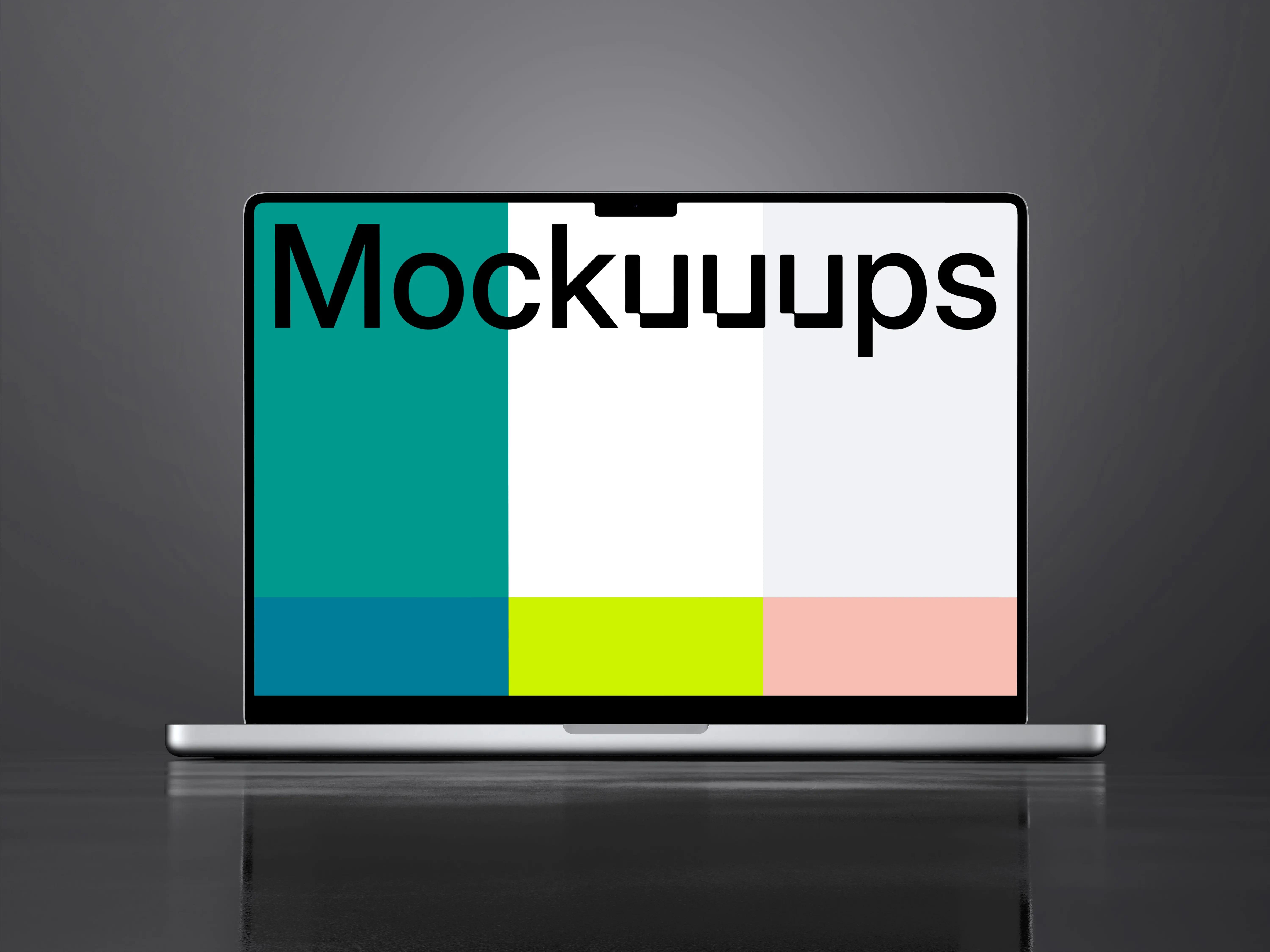 MacBook Pro 16-inch mockup on dark reflective surface