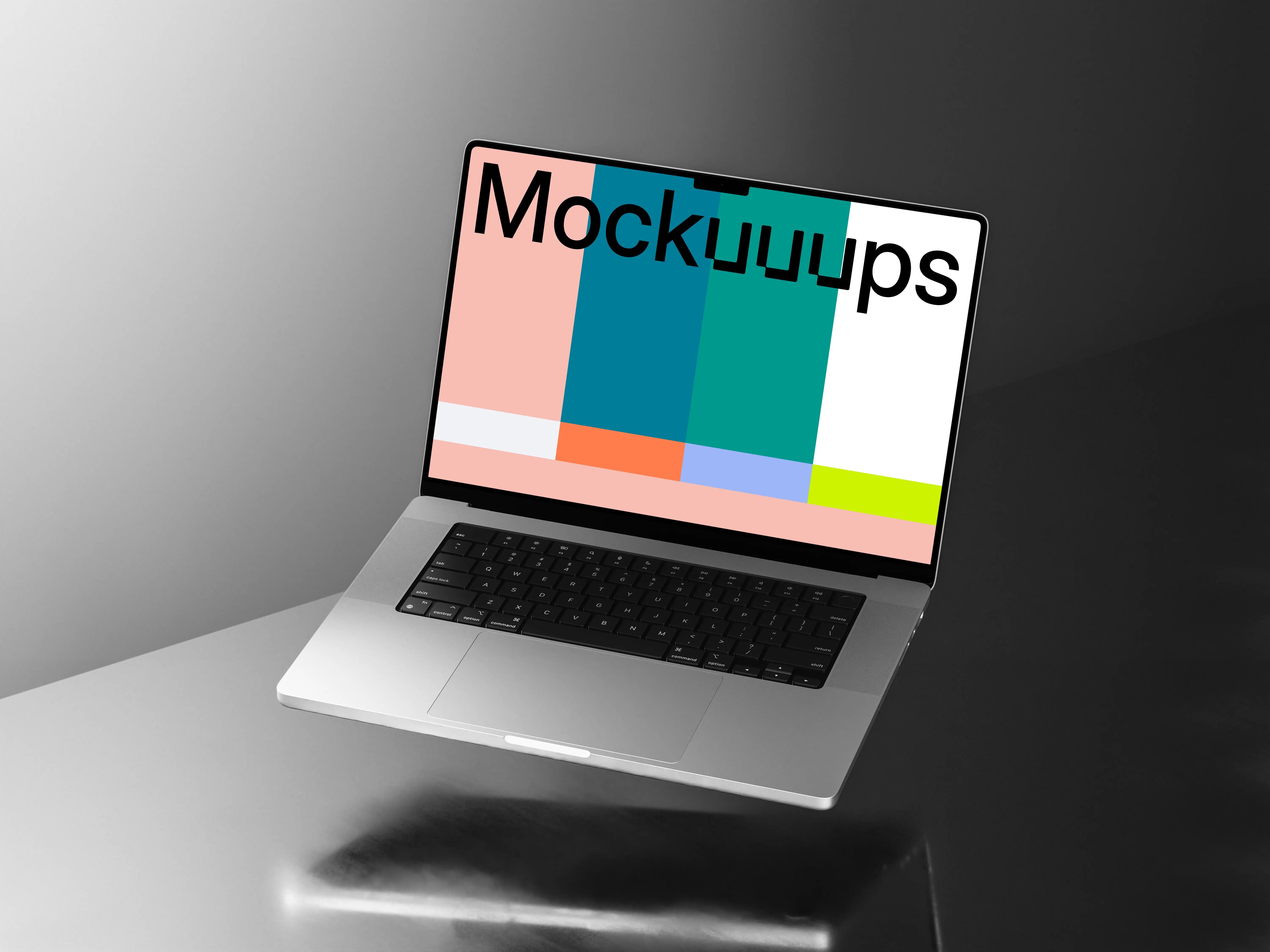 MacBook Pro 16 inch mockup on sleek grey surface
