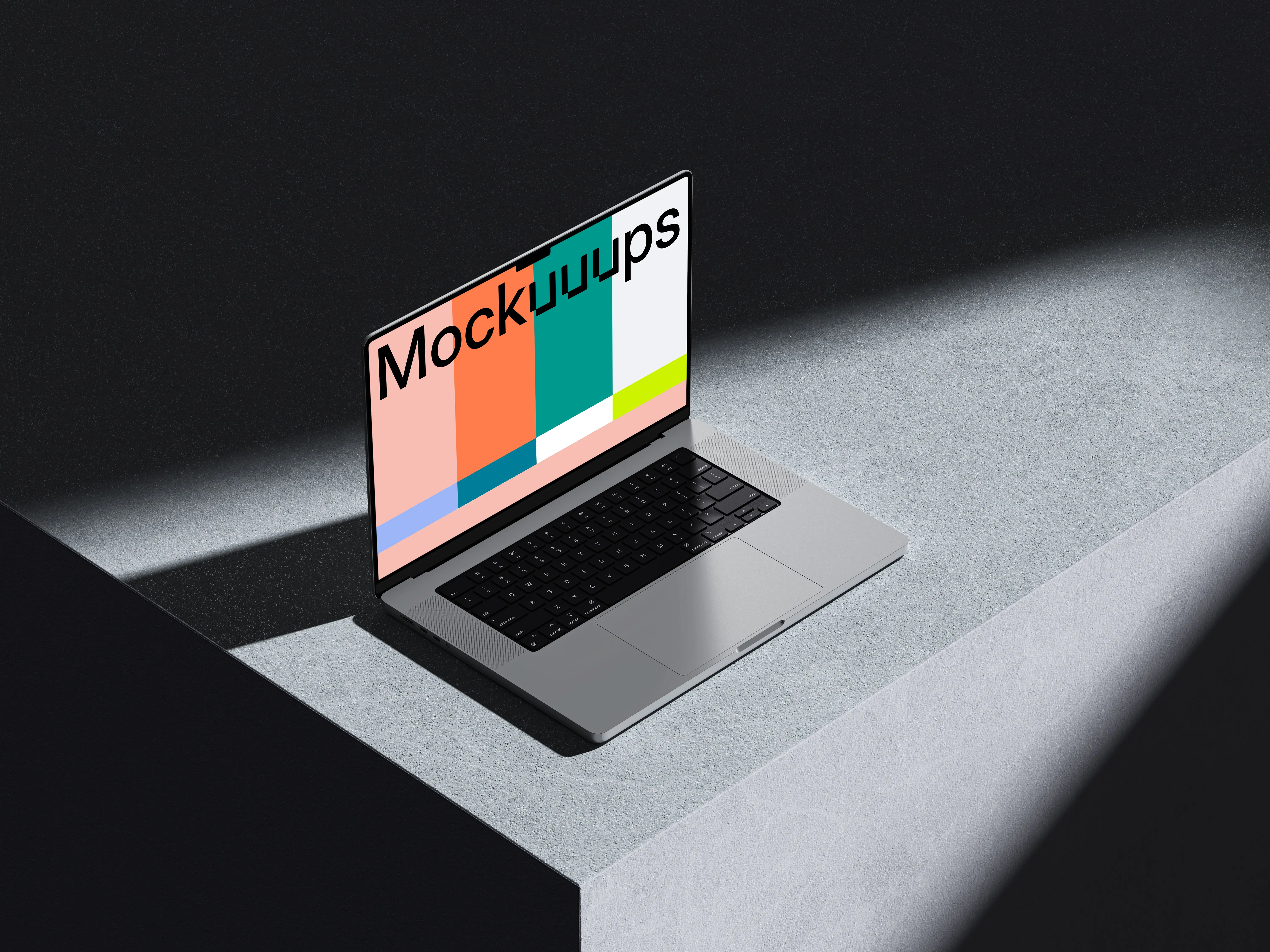 MacBook Pro 16 inch mockup with dramatic lighting