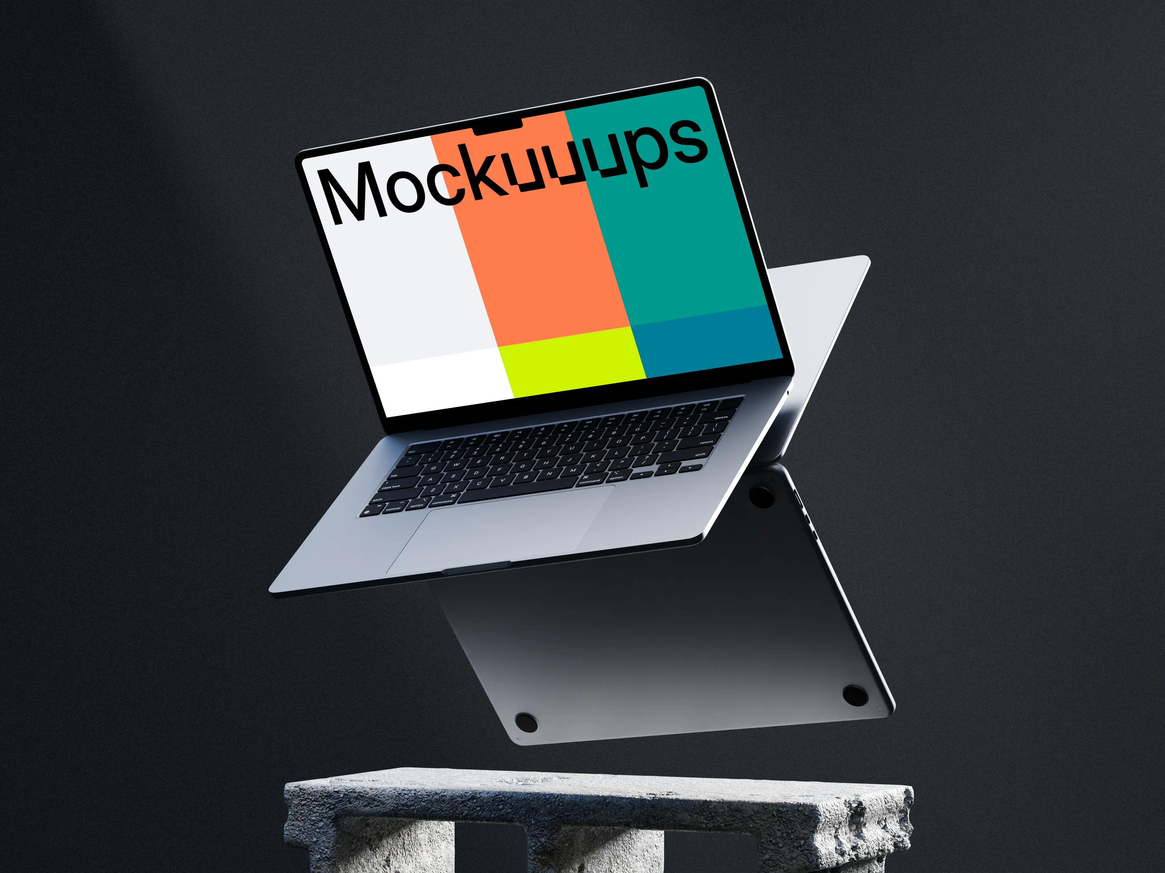 MacBook Pro mockup floating in the air