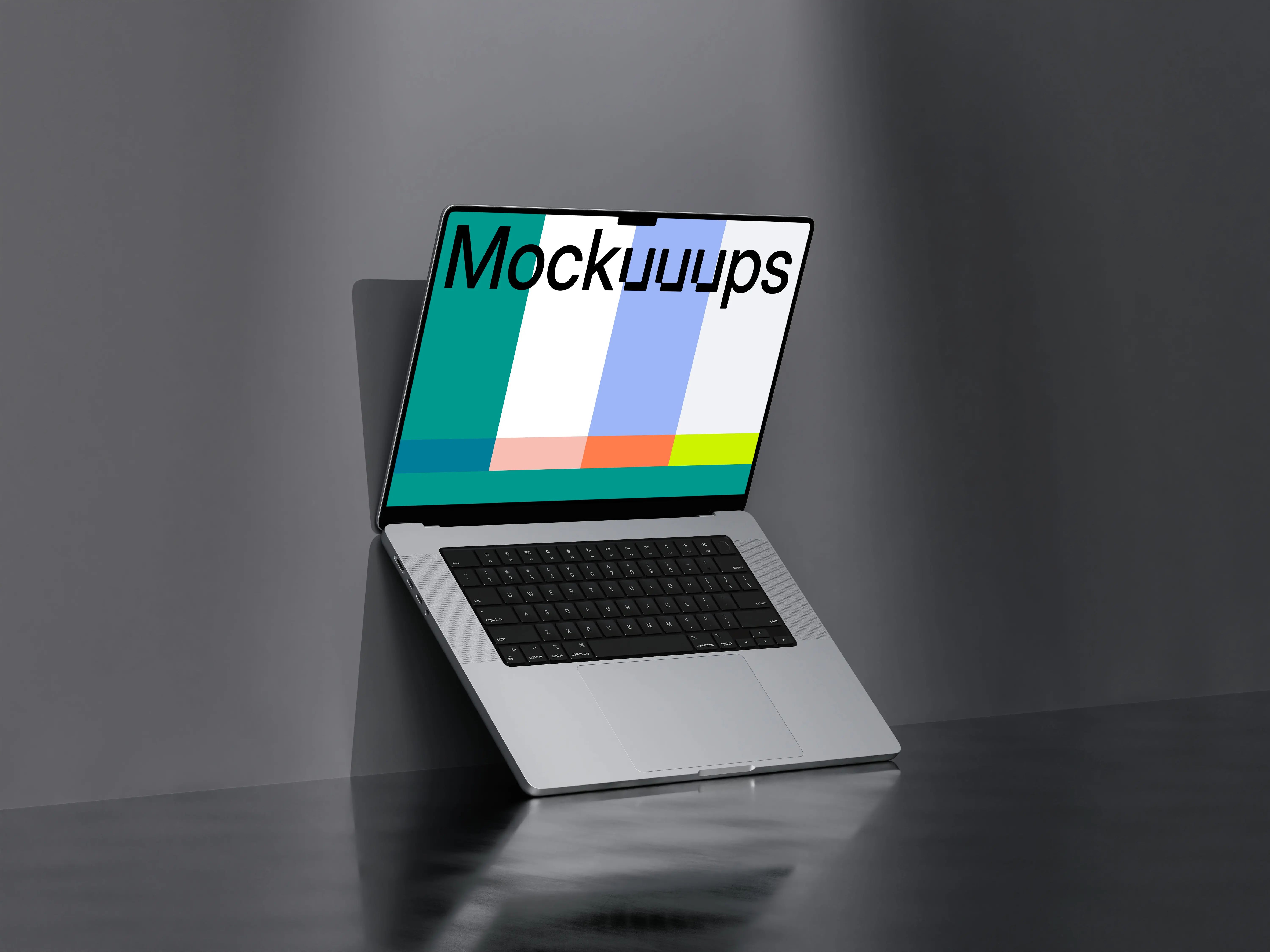 MacBook Pro mockup on a sleek gray desk