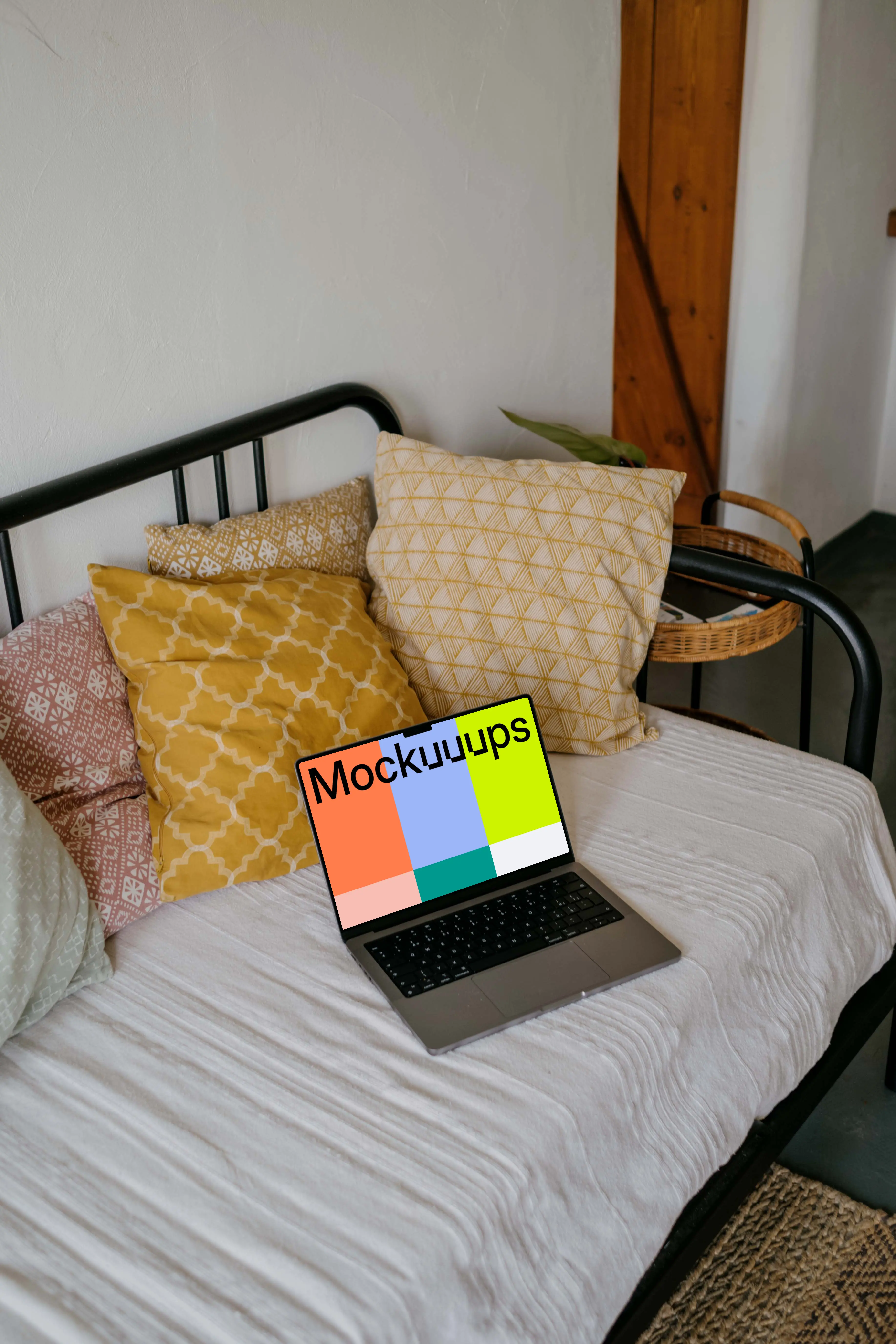 MacBook Pro mockup on a sofa