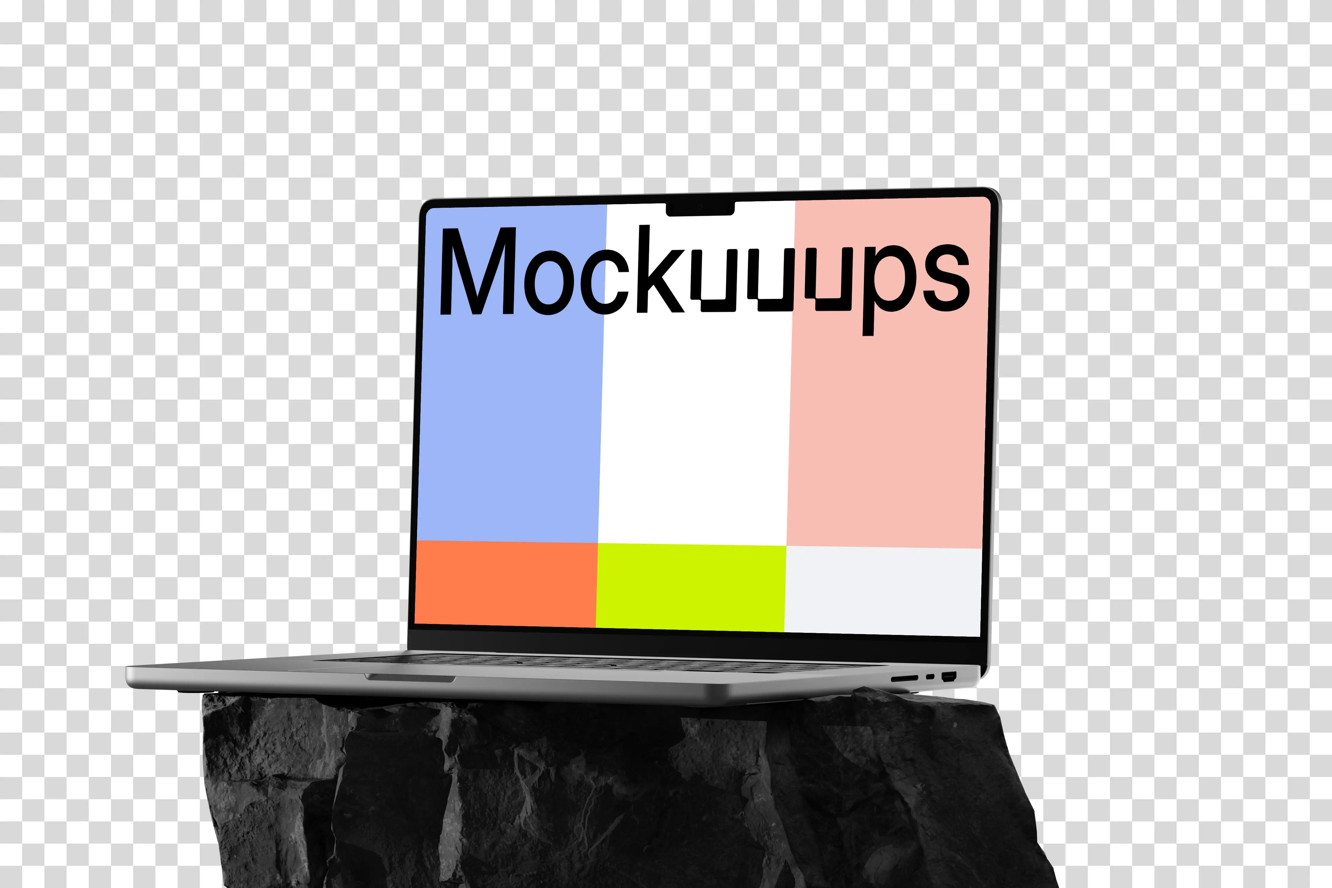 MacBook Pro mockup on textured rock platform