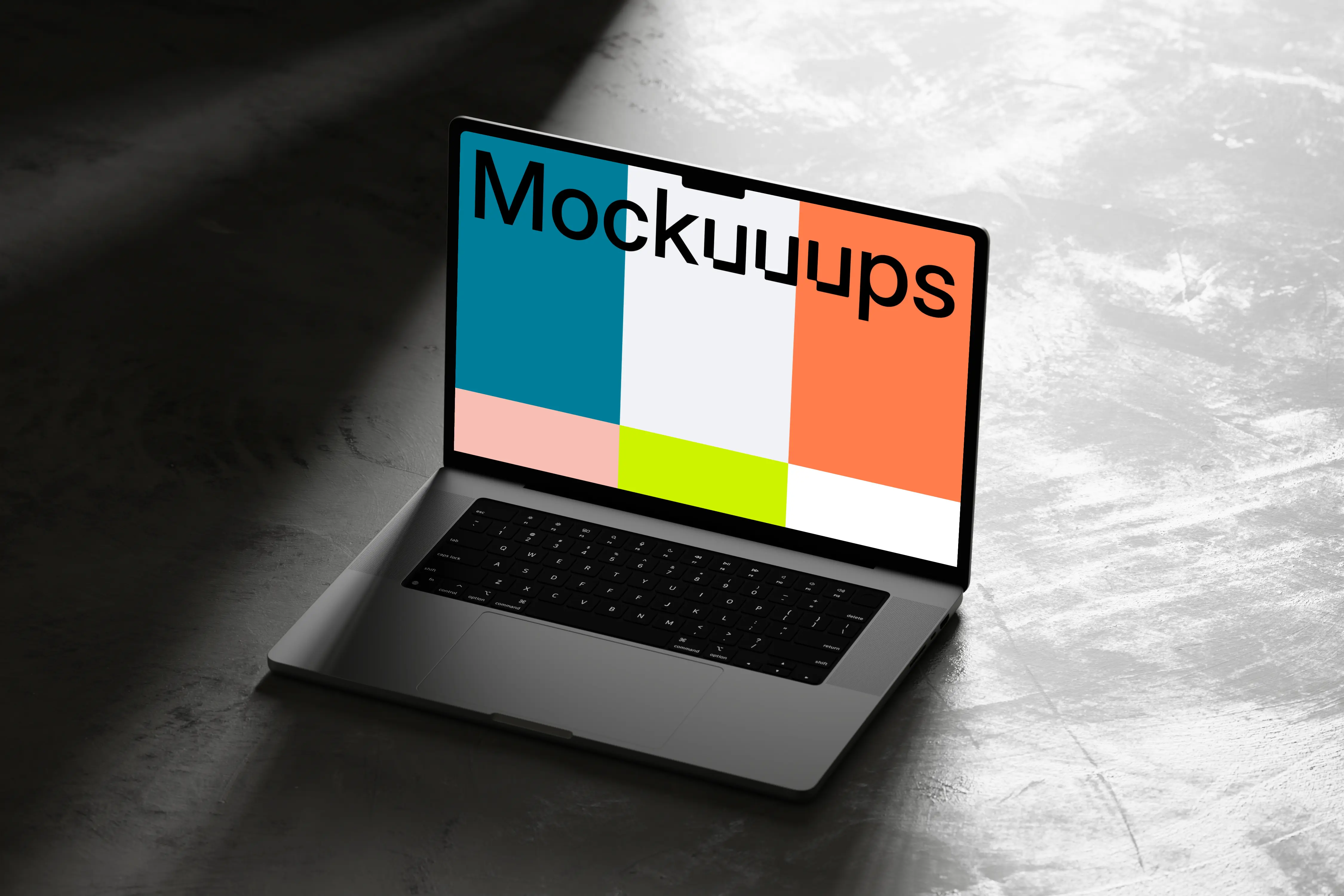 MacBook Pro mockup on textured rock surface