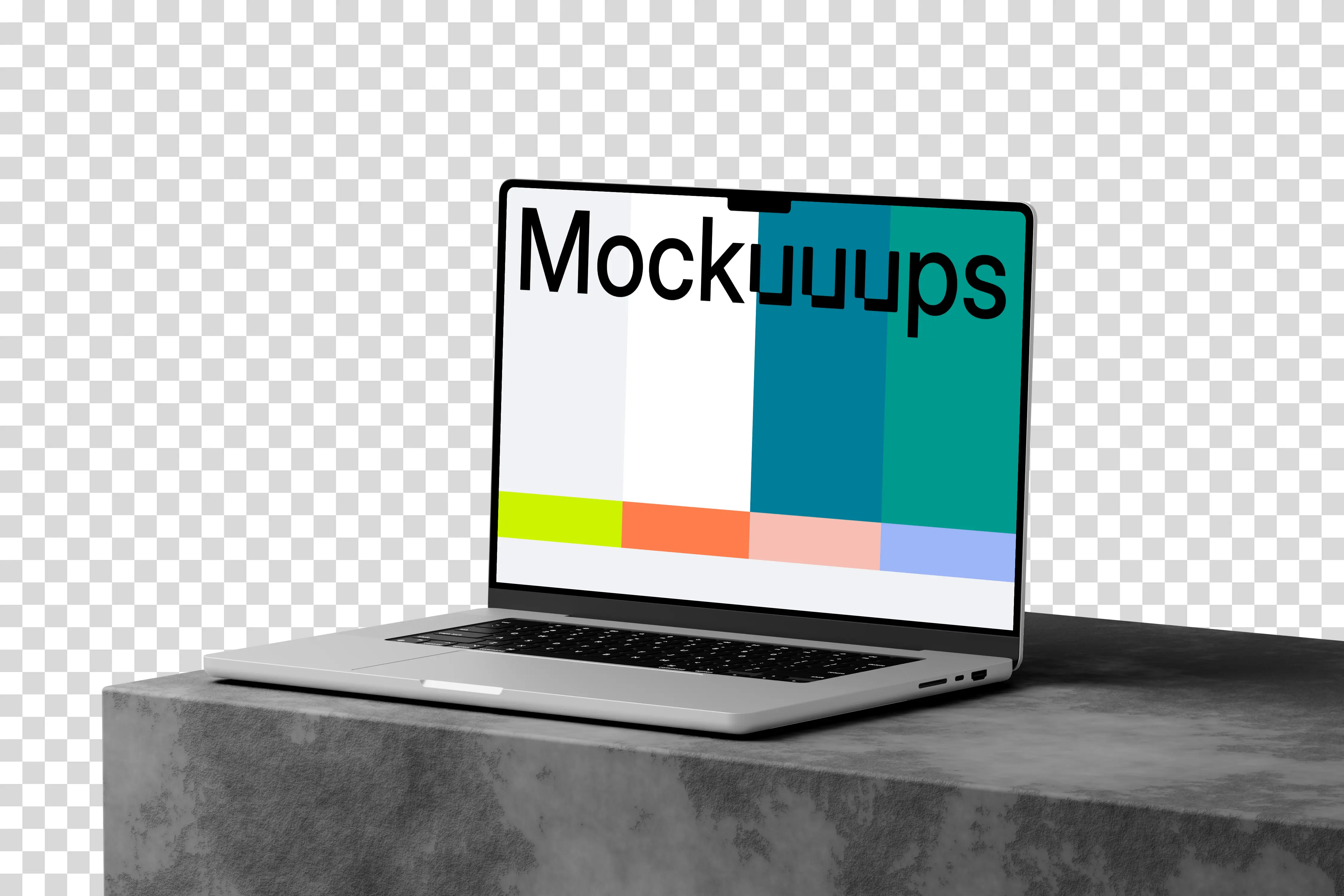 MacBook Pro mockup on textured stone platform