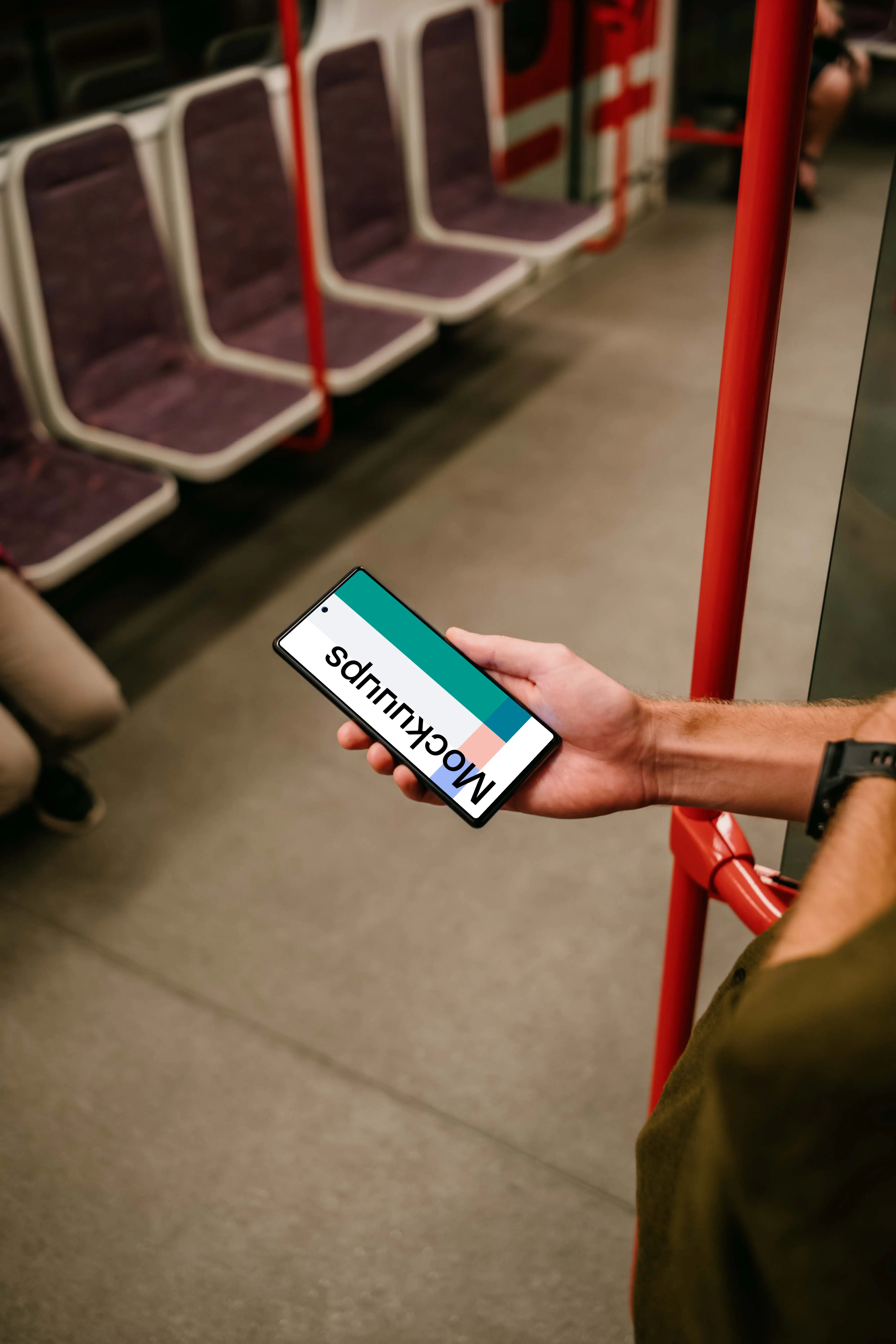 Male hand holding a Google Pixel 6 mockup