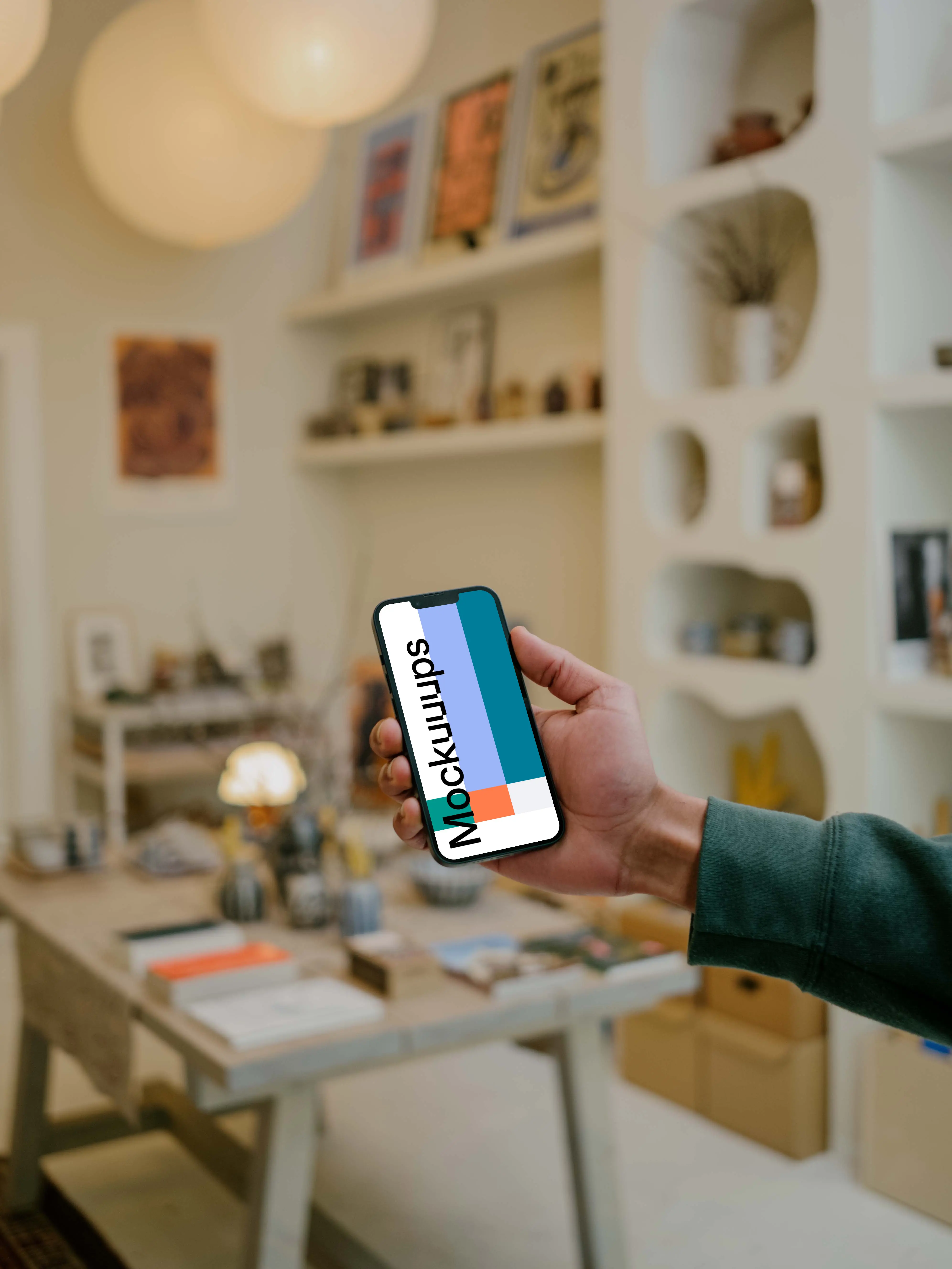 Man holding a smartphone mockup