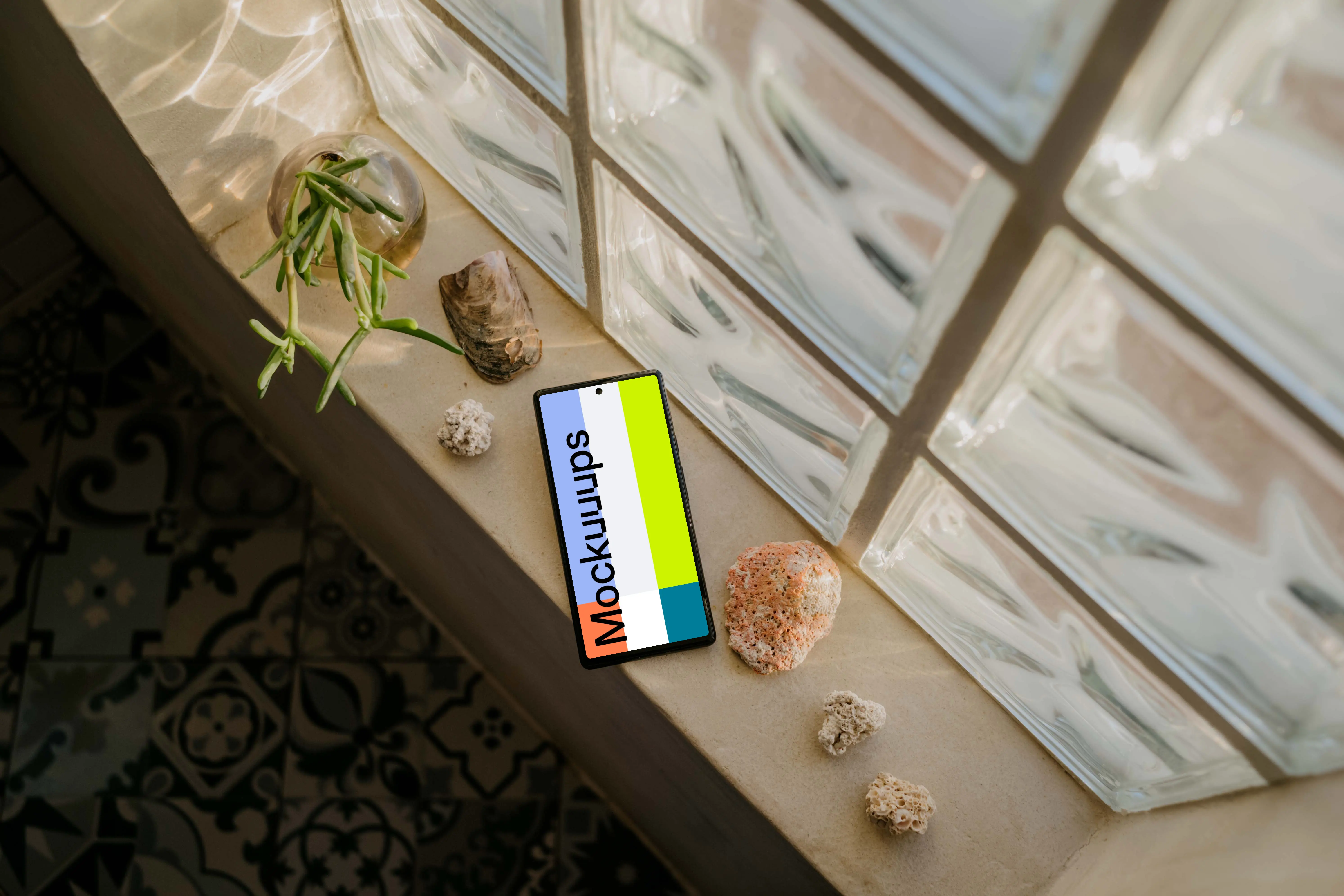 Pixel 6 mockup by a window