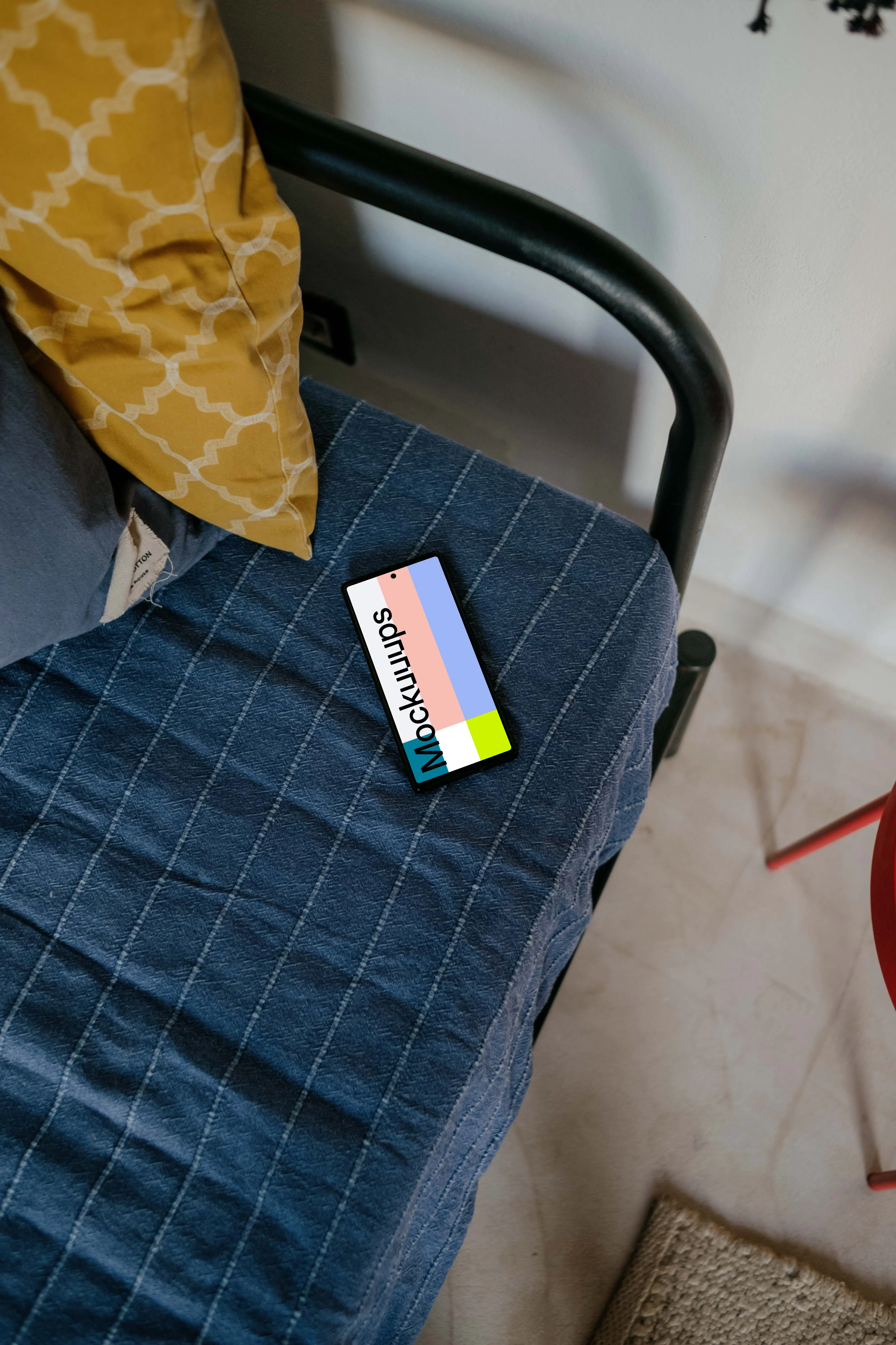 Pixel 6 mockup on a chair