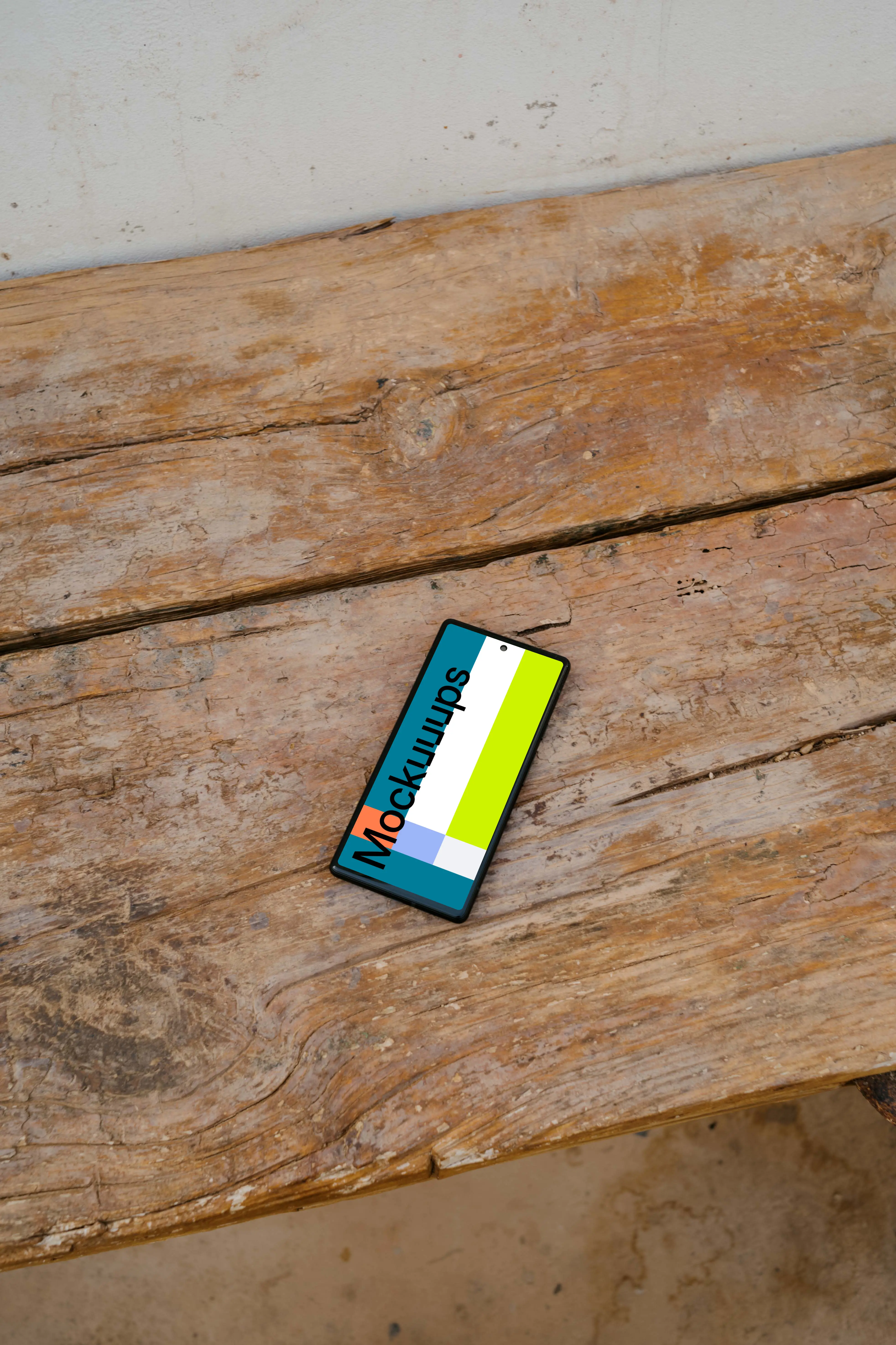 Pixel 6 mockup on an old wooden table