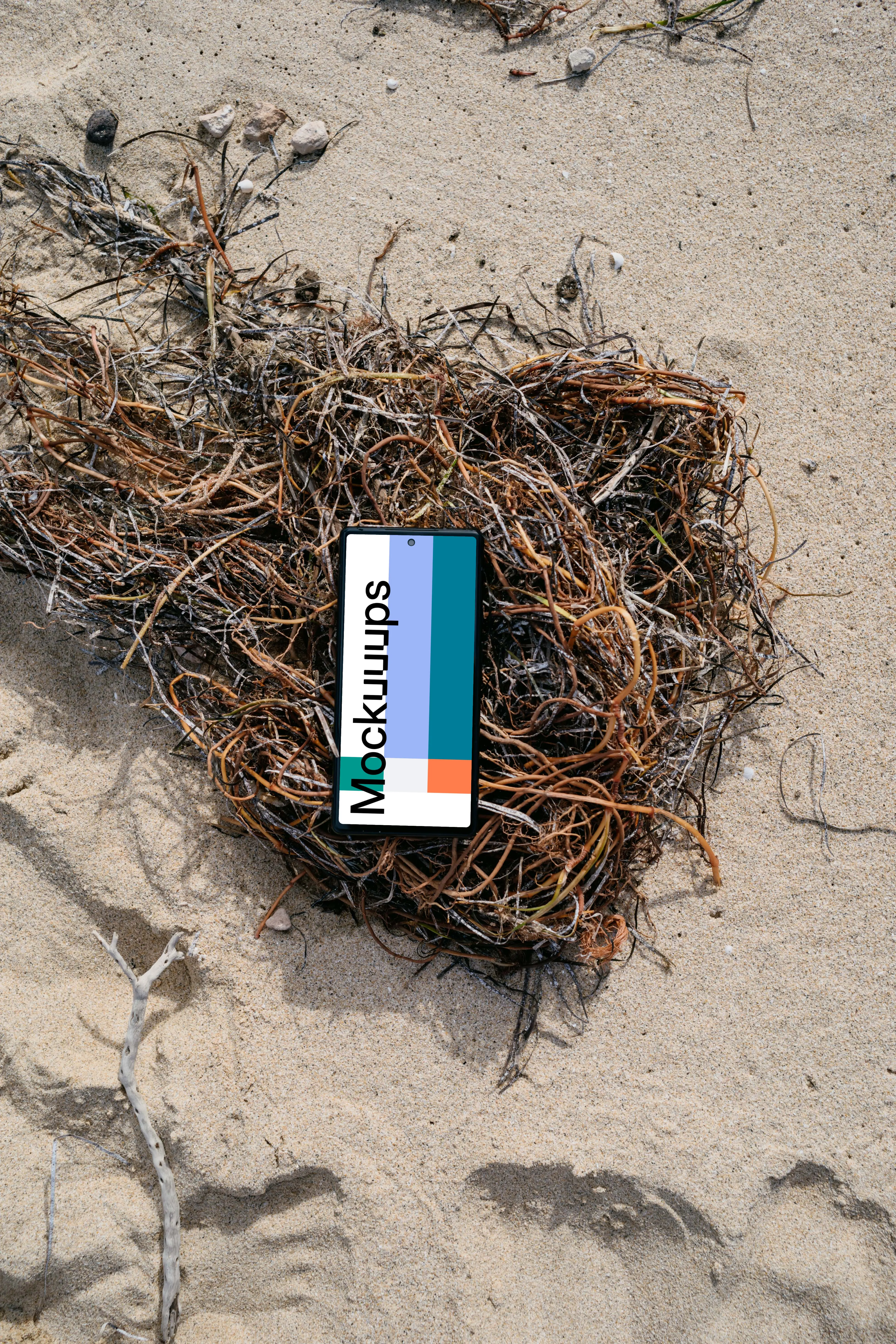 Pixel 6 mockup on hay