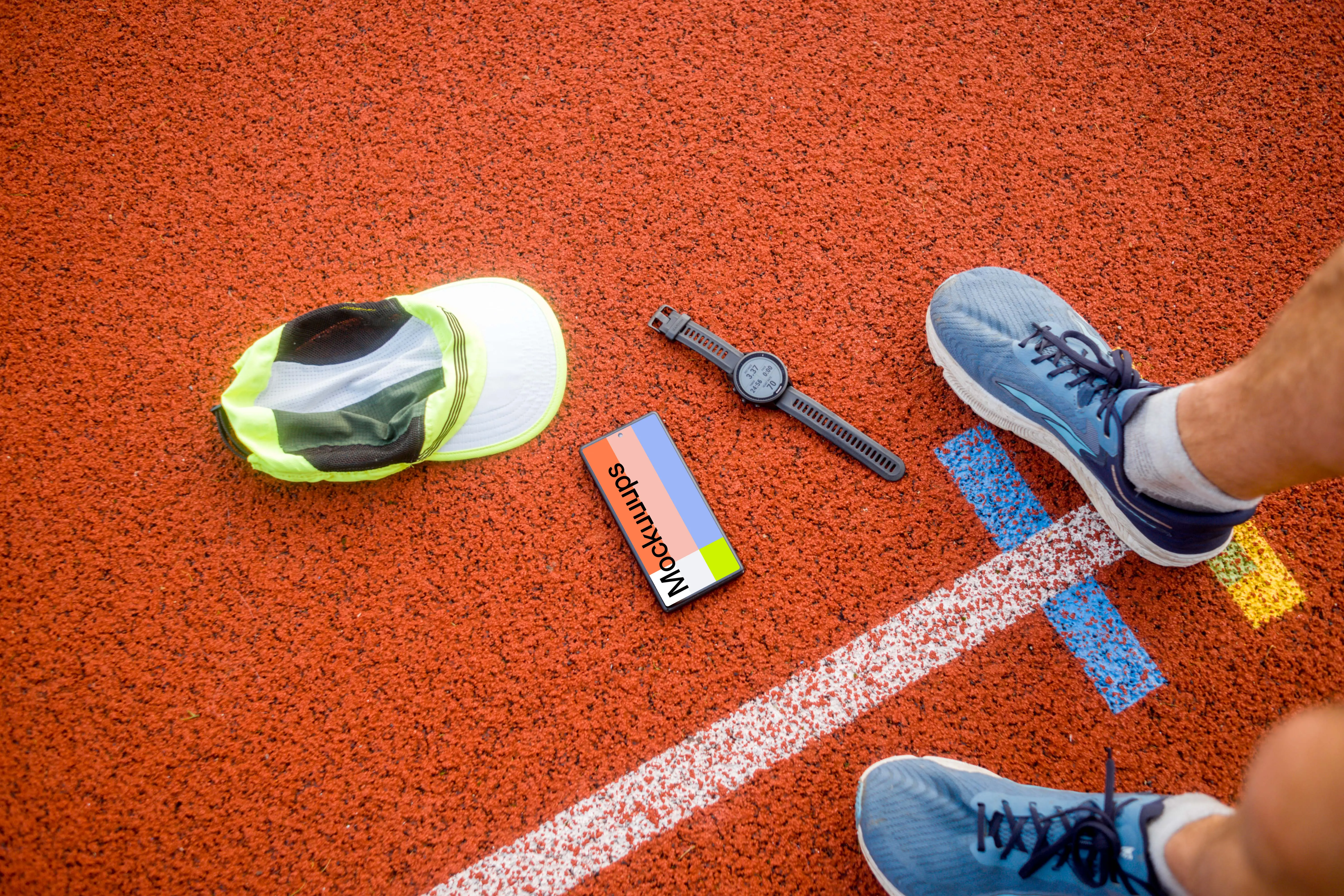 Sport mockup with phone mockup and watches