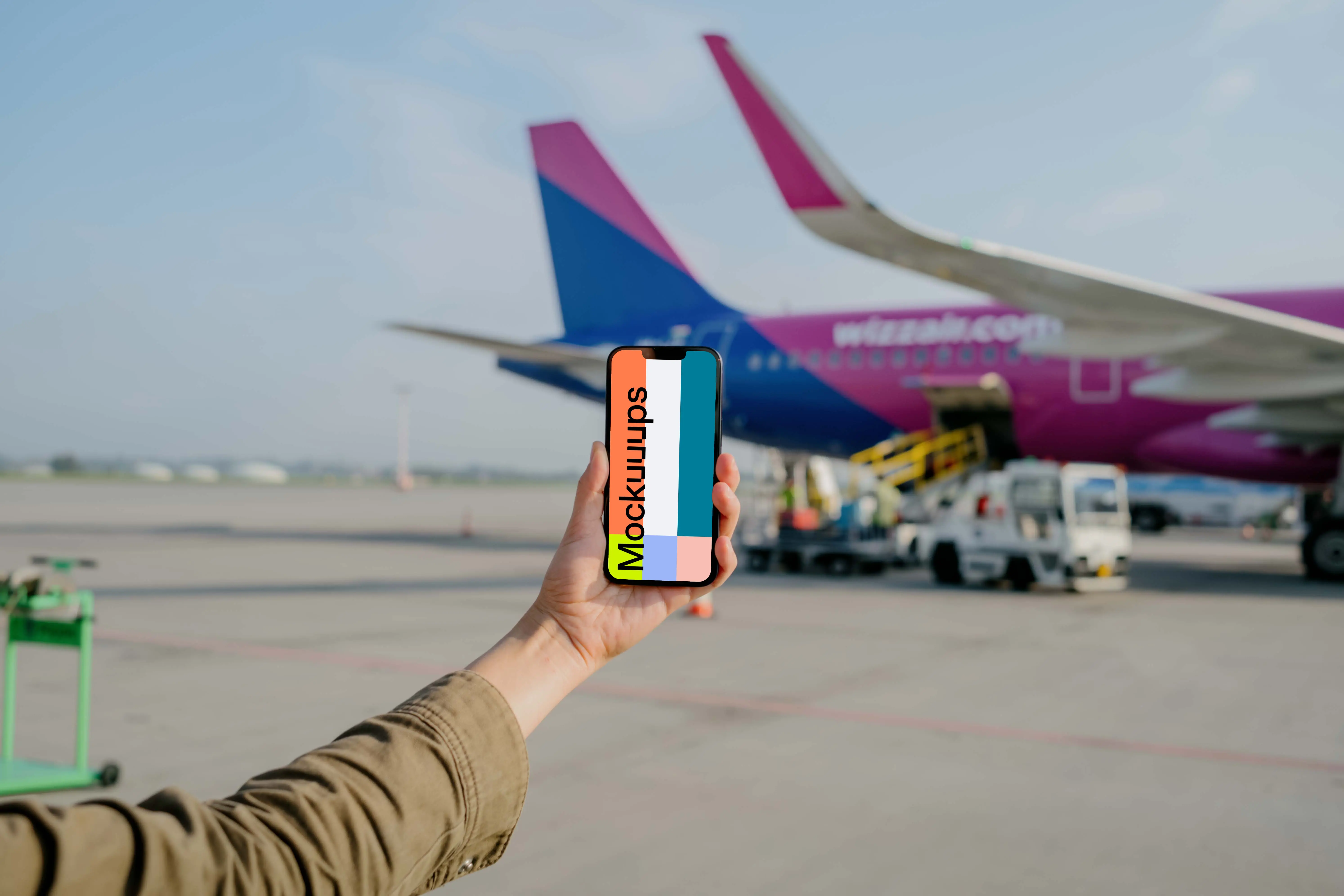 User holding an iPhone mockup